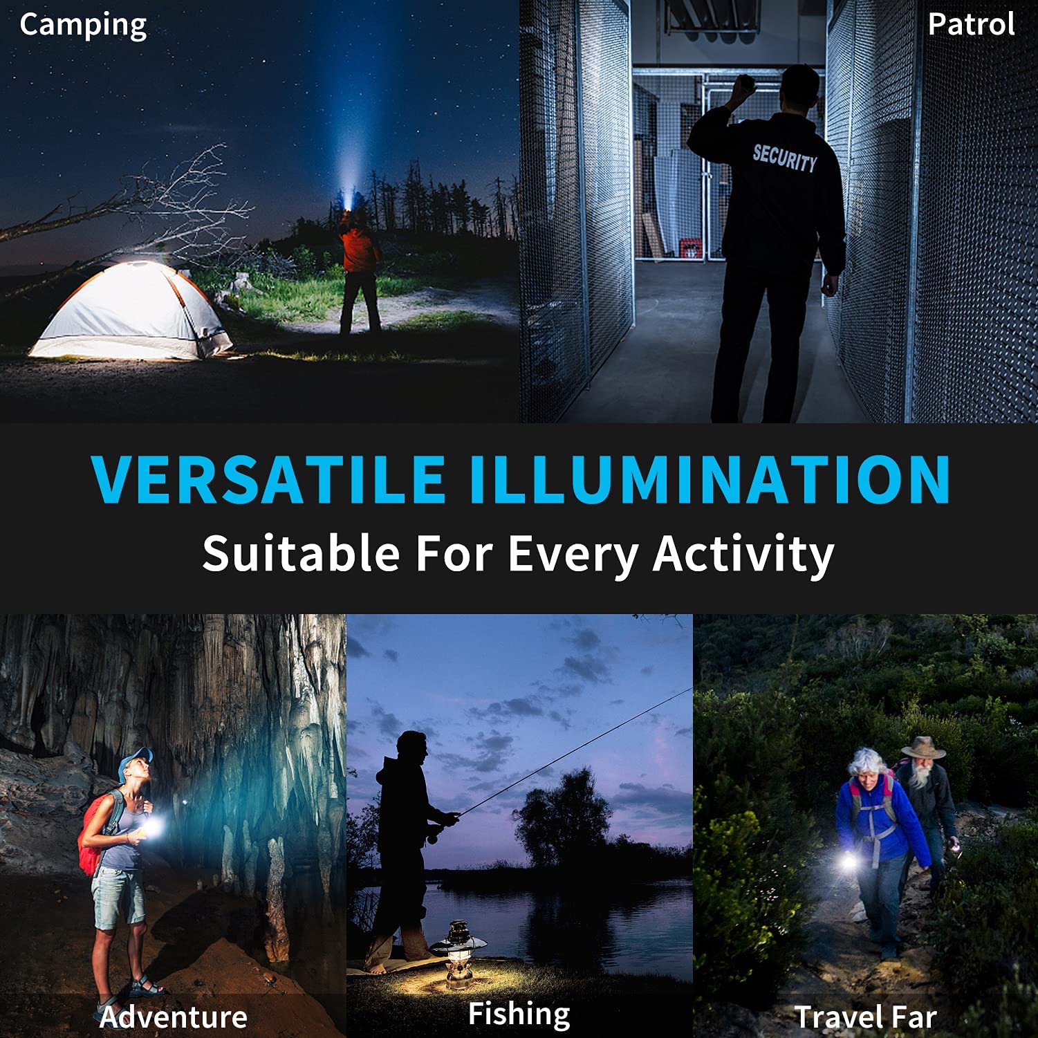 Alifa Rechargeable Flashlights 1500000High Lumens, LED Powerful Super Bright Flashlight, 5 Mode Zoomable Tactical Flashlights Waterproof, Output Funtion & 24H Long Life for Emergencies Camping.