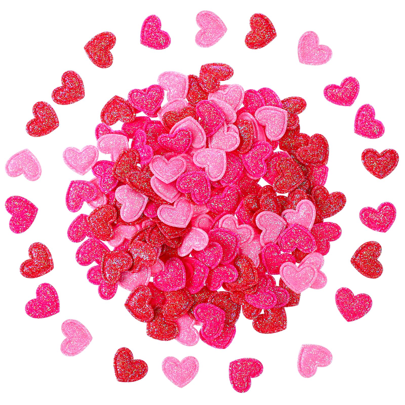 Tatuo 300 Pcs Valentine's Day Felt Hearts Glitter Confetti Decoration 1 Inch Felt Foam Heart Balls Romantic Mini Heart for DIY Crafts Mother's Day Christmas Party Decor (Red, Rose Red, Pink)