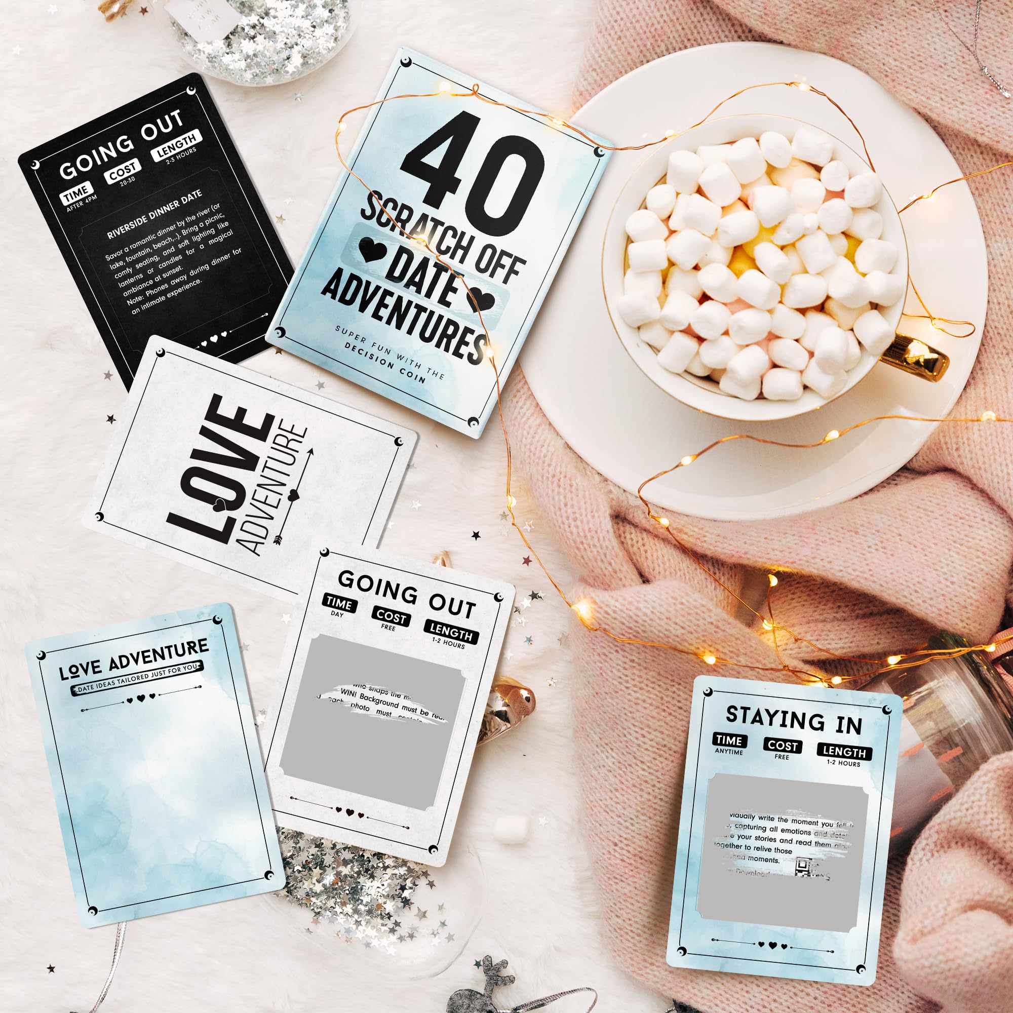 LOVEVIBE 40 Fun and Romantic Scratch Off Date Adventure Ideas for Her, Him, Girlfriend, Boyfriend, Wife, or Husband - Perfect for Date Night, Special Couples Gift for Anniversaries, Birthdays & More!