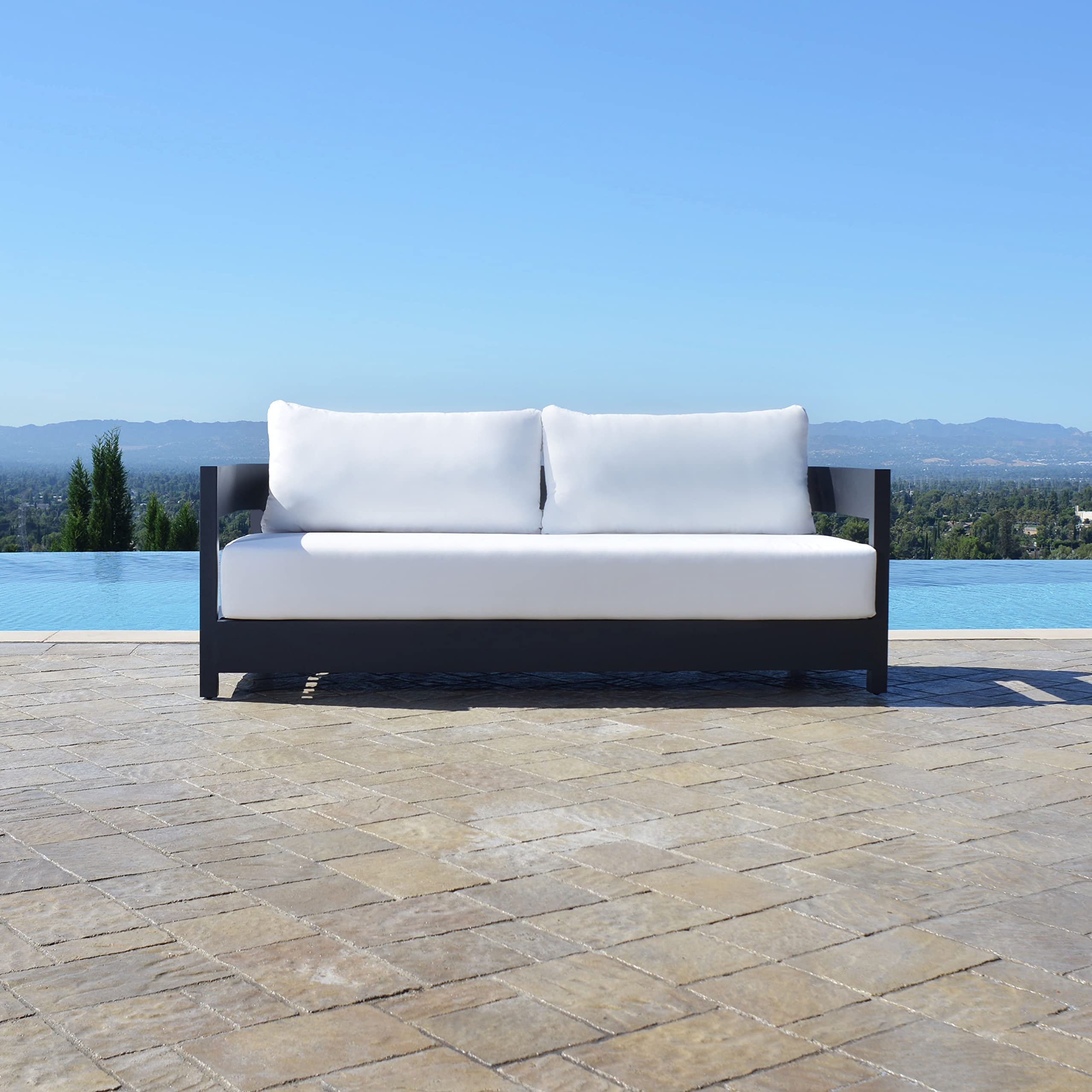 Abbyson Living Santino Outdoor Sofa - Coastal, Durable, Sunbrella Wrapped, Patio Sofa, White