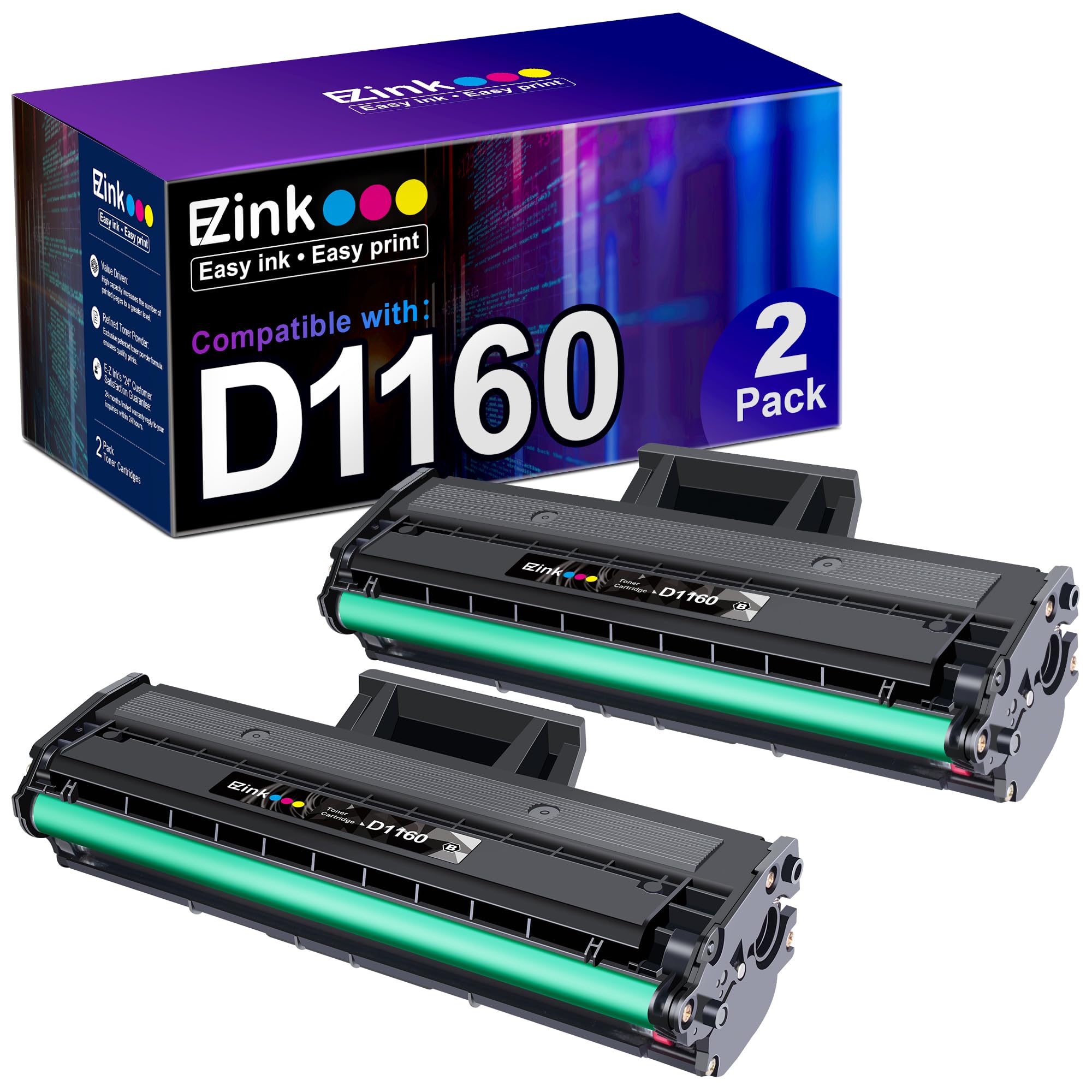 E-Z Ink Compatible Toner Cartridge Replacement for Dell B1160 Toner Cartridge to Use with Dell B1160 B1160w B1163w B1165nfw Mono Laser Printers (2 Black, YK1PM 331-7335 HF44N HF442)