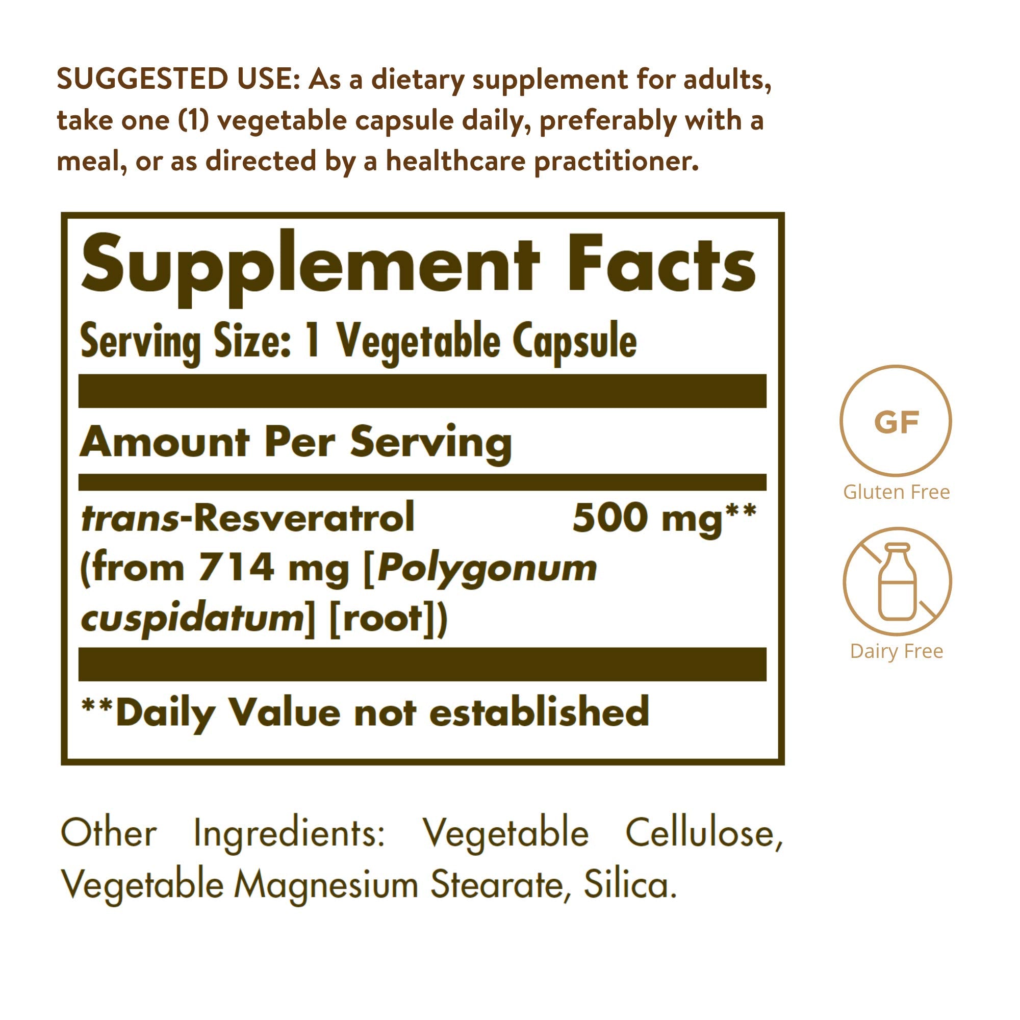 Solgar Resveratrol 500 mg, 30 Vegetable Capsules - Antioxidant Protection - Gluten Free, Dairy Free - 30 Servings