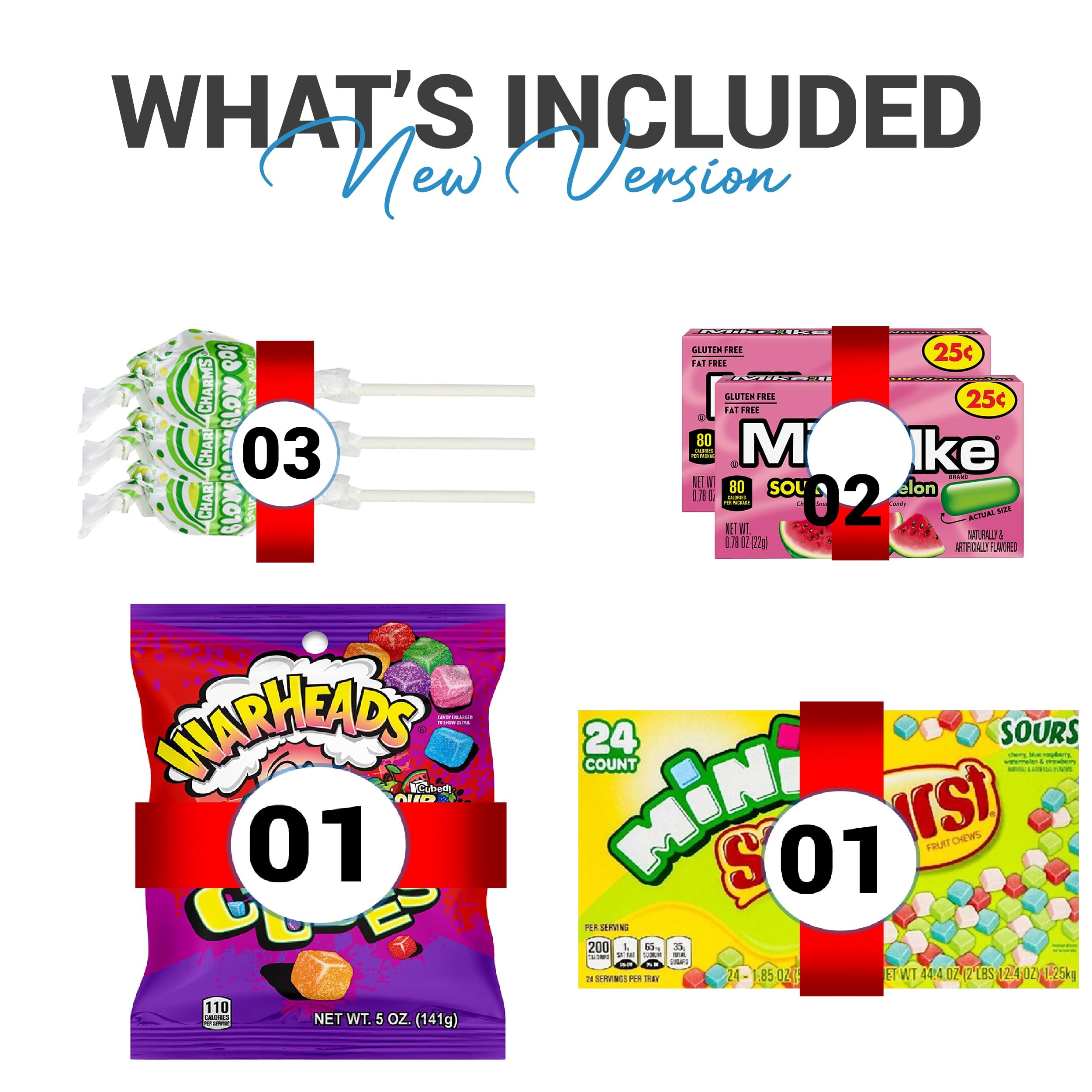 Sour Candy Box -Bulk Sour Candy Variety Pack - Individually Wrapped Super Sour Favorites - Sour Candy Mix with Sour Skittles, WarHeads, Sour Patch Kids, Lemonhead and More - 30 Count for Kids and Adults