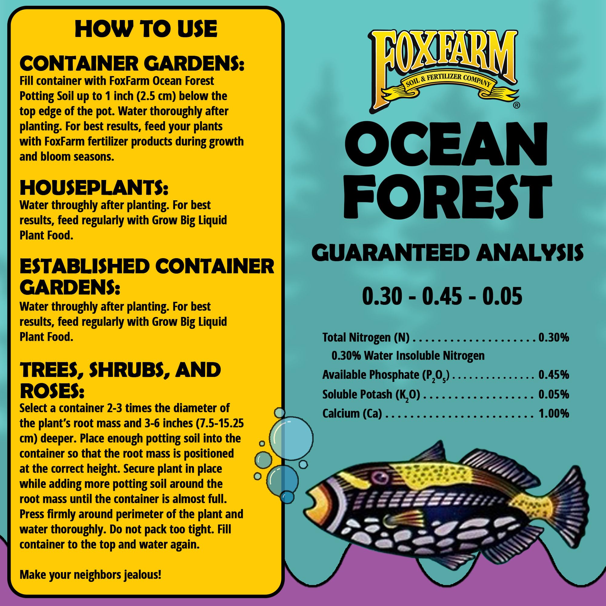 FoxFarm Ocean Forest Potting Soil, 1.5cu ft (Pack of 10) - Light, Aerated Texture, Designed for All Container Plants - pH Adjusted for Optimal Nutrient Uptake, Effectively Retains Moisture