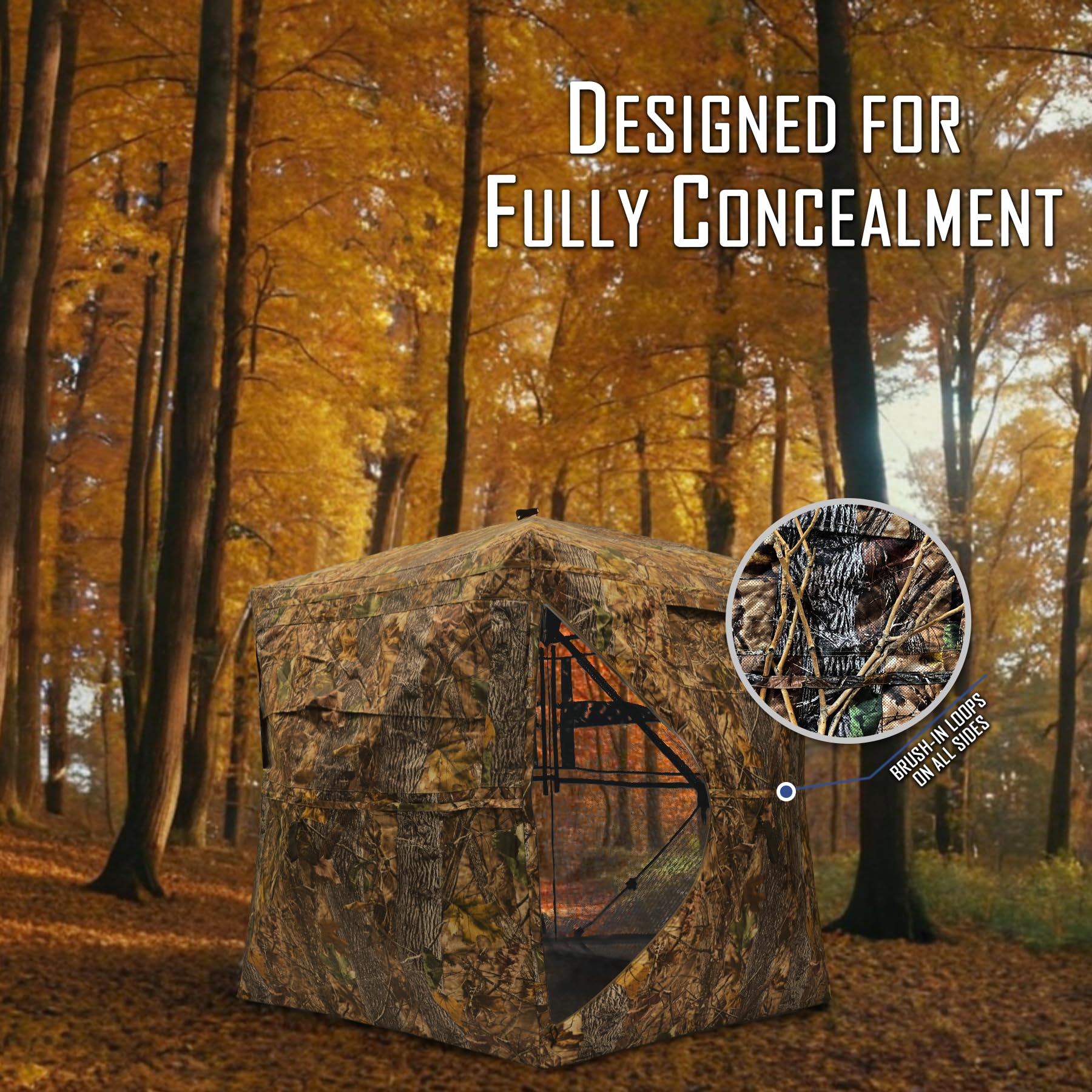 KNINE OUTDOORS Hunting Blind, 2-3 Person Pop Up Ground Blinds for Deer Hunting 270 Degree, Portable Resilient Hunting Tent for Deer & Turkey (Standard Style)