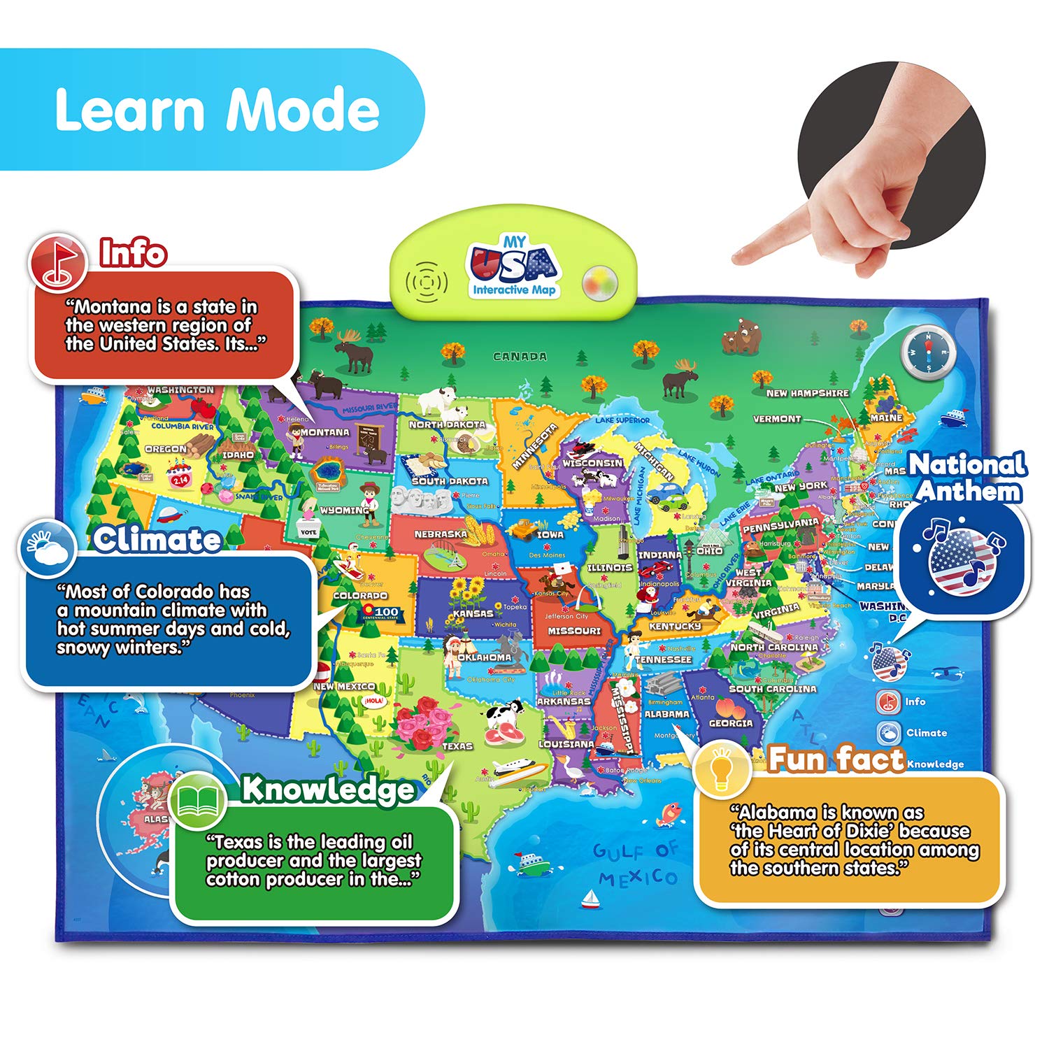 BEST LEARNING i-Poster My USA Interactive Map - Educational Smart Talking Poster Toy for 5 to 12 Years Kids Boy or Girl | Geography Electronic Game for 5, 6, 7 Years | Ideal Birthday Present