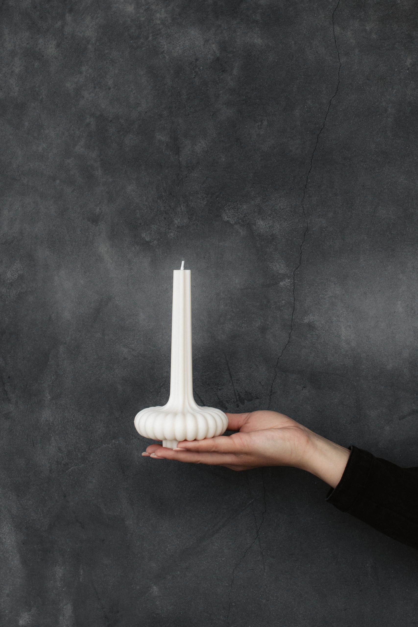 LAWA Set of 2 Pumpkin Base Candle - Beautiful Handmade Pillar Unscented Soy Wax Candle Elegant Aesthetic Vase Candle Housewarming Gift Home Room Shelf Decor Idea White