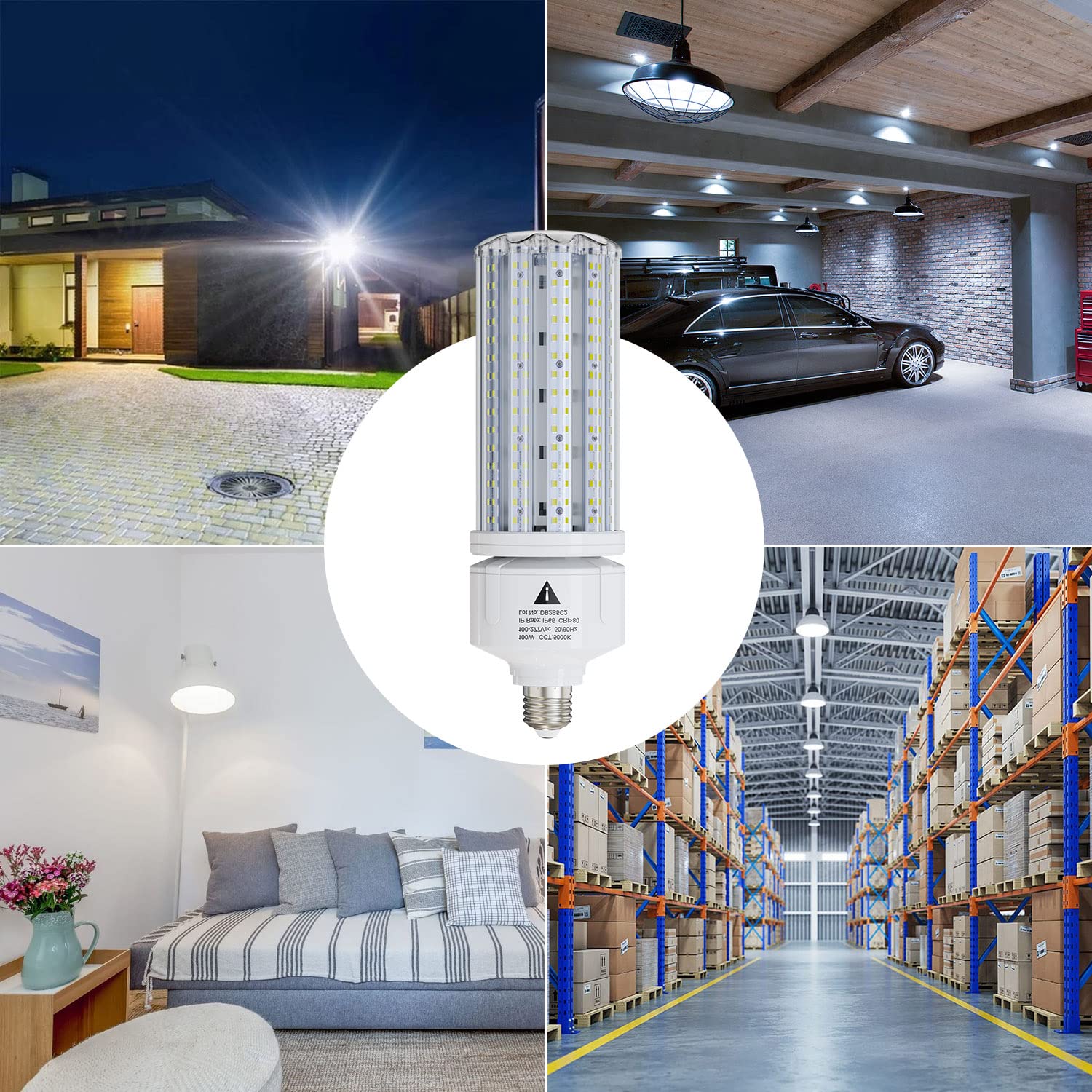ZP LED Corn Light Bulb 100W Super Bright 15000lm 5000k E26 /E39 Led Corn Bulb, 1000W Equivalent CFL Metal Halogen HID Led Bulb for Outdoor Indoor Area Garage Basement Warehouse (2-Pack)