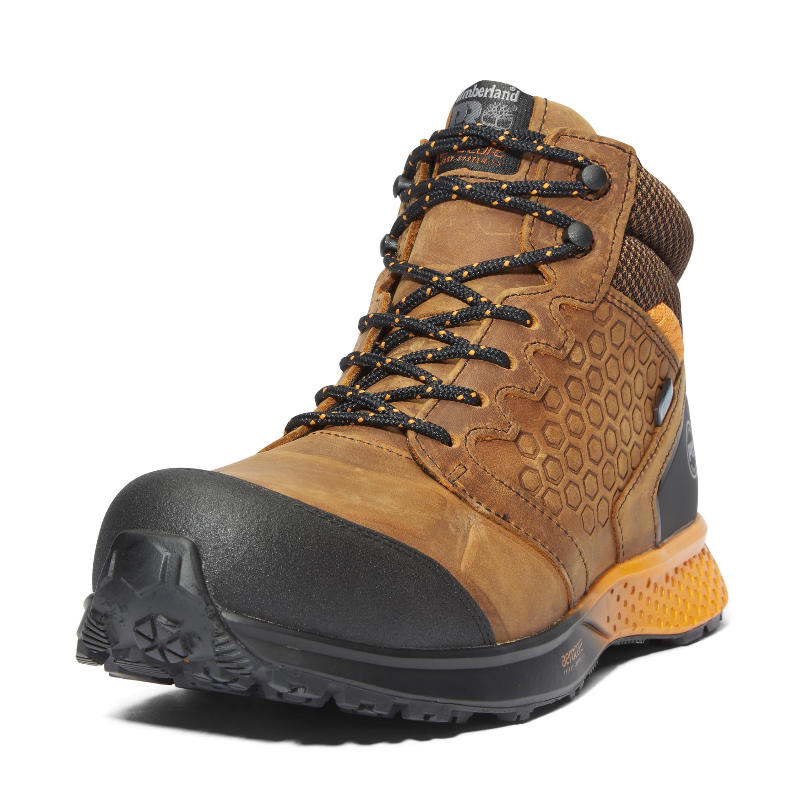 Timberland PRO Men's Reaxion Mid Composite Safety Toe Waterproof Industrial Hiker Work Boot, Brown/Orange-2024 New, 9.5