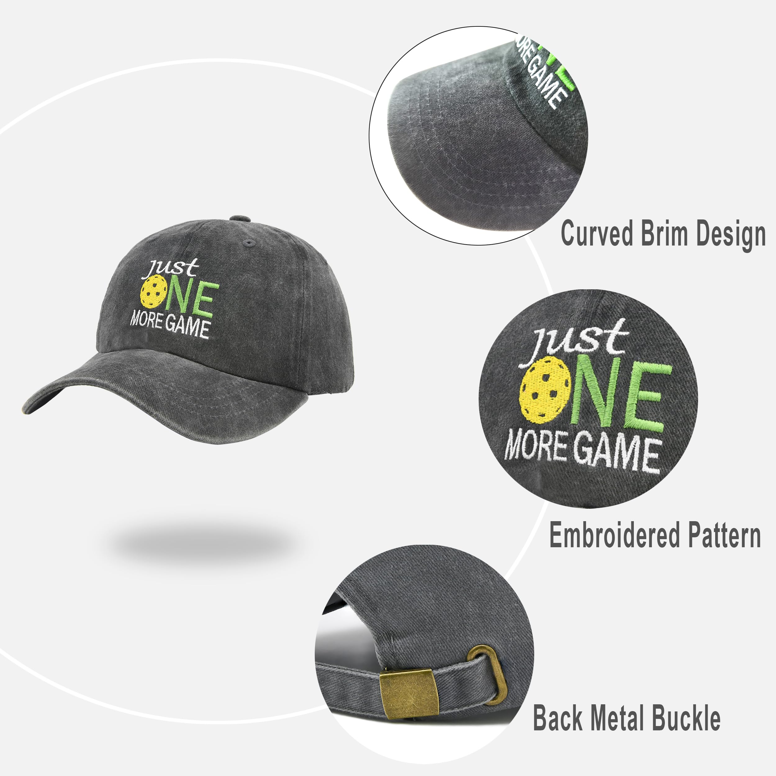 Pickleball Hat - Pickleball Gifts for Men Women - Washed Adjustable Embroidered Baseball Cap with Gift Box Black