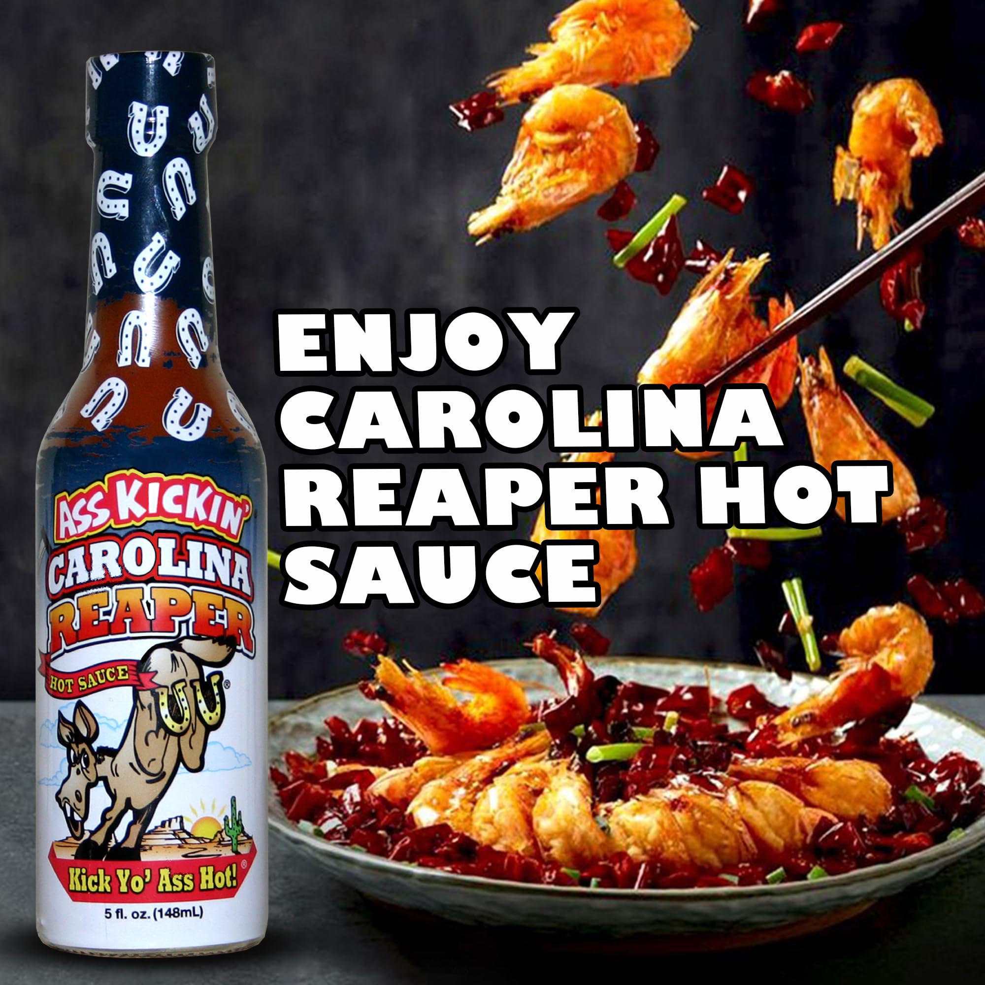 ASS KICKIN' Carolina Reaper Hot Sauce - 5 oz - Premium Gourmet Hot Sauce for Chicken Wings and Breakfast Burritos–Perfect Stocking Stuffers or Christmas Gifts for the hot sauce fan-Try if you Dare!