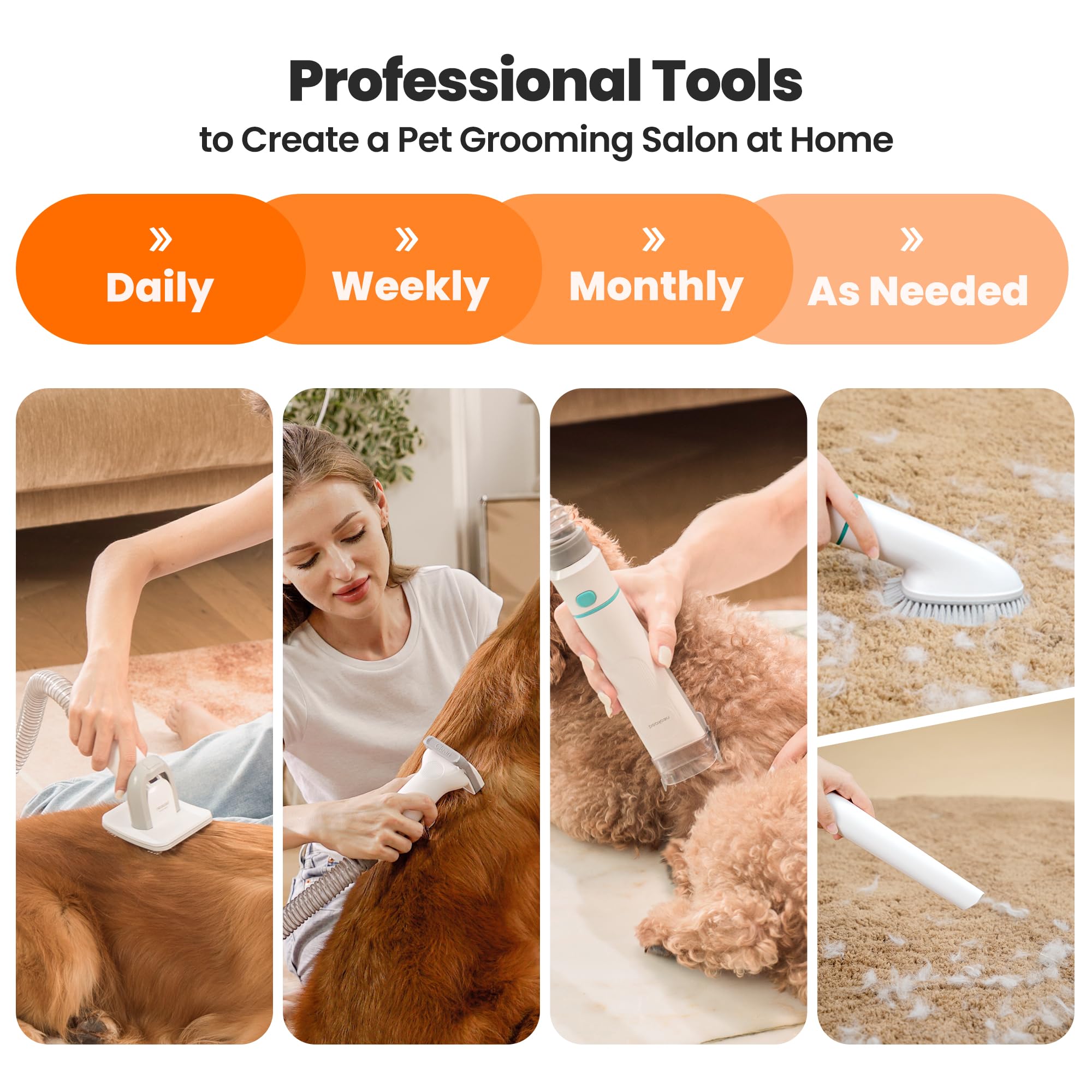 Neakasa P1 Pro Dog Grooming Vacuum Kit, 6-in-1 Pet Hair Grooming with Clippers and Vacuum, 9000Pa Suction, Low Noise, 1L Dust Cup for Home Shedding & Trimming