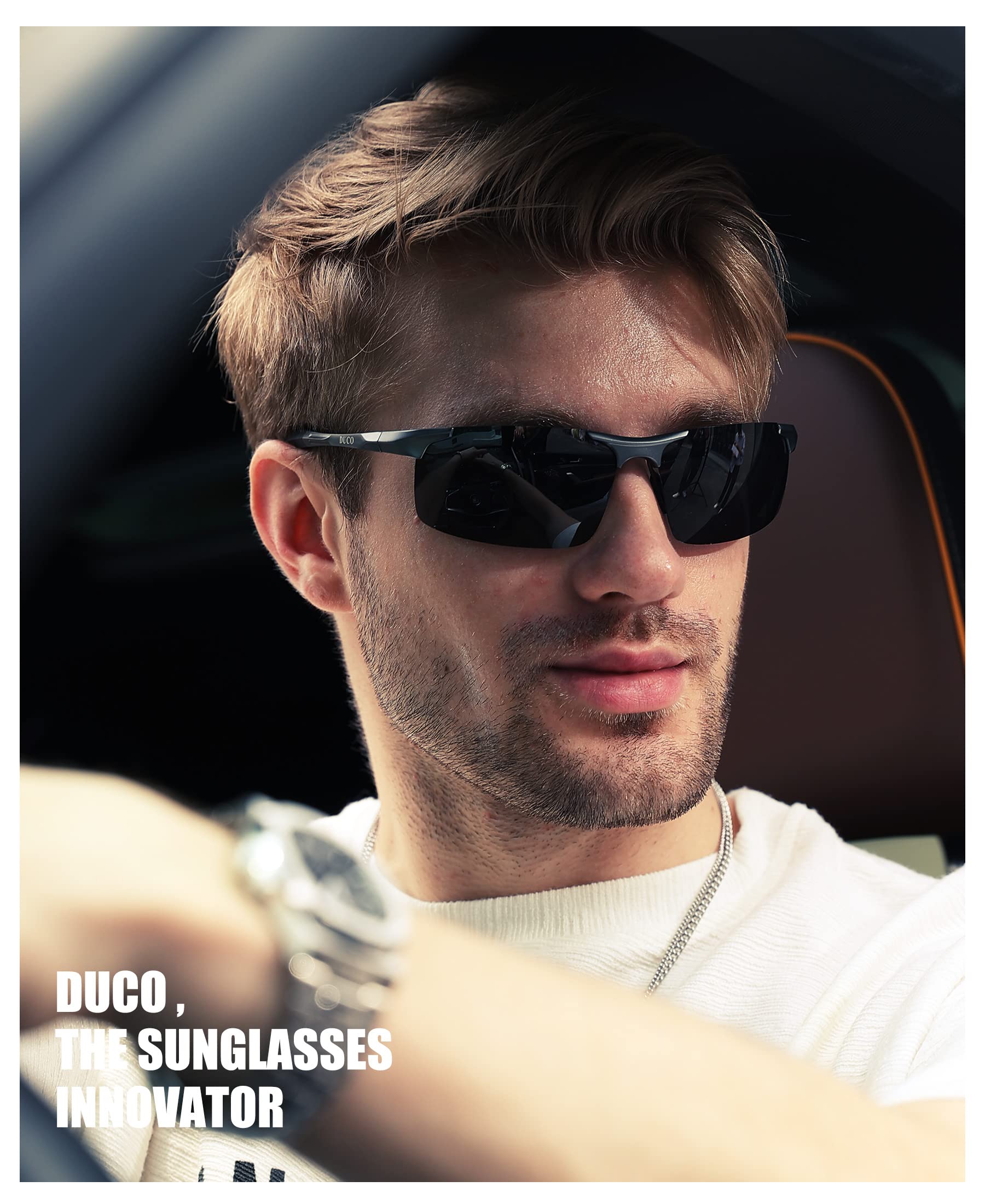 DUCO Mens Sports Polarized Sunglasses UV Protection Sunglasses for Men 8177s