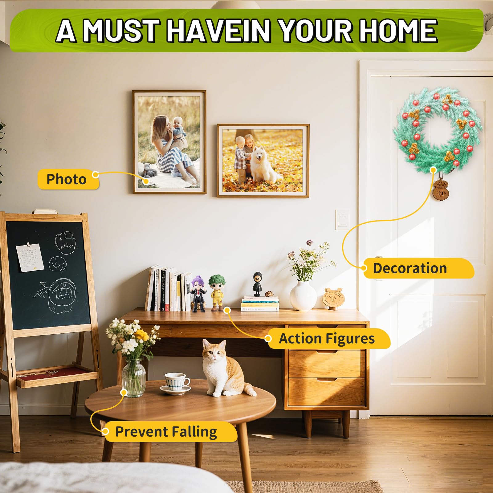 PHIXBEAR Upgraded Large Mounting Putty No Residue with Pull Tab, Double Sided Tape Adhesive Dots Clear Museum Sticky Tack, Picture Hanging Strips Fixed Decor Art Craft Party, 0.39 x 0.78 in (252 Pcs)