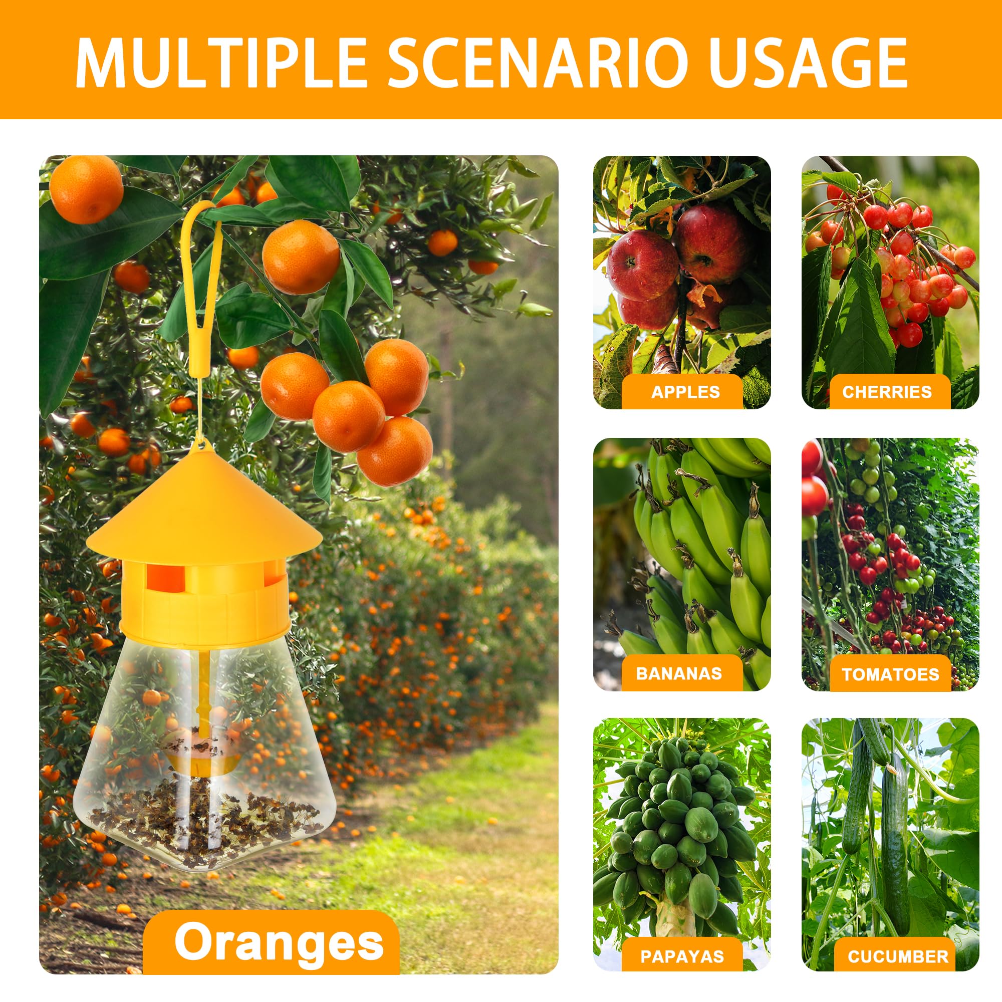 Simashts Fruit Fly Trap Bait Refill for Outdoor Vegetable Garden, Orchards Use (Not for Kitchen)