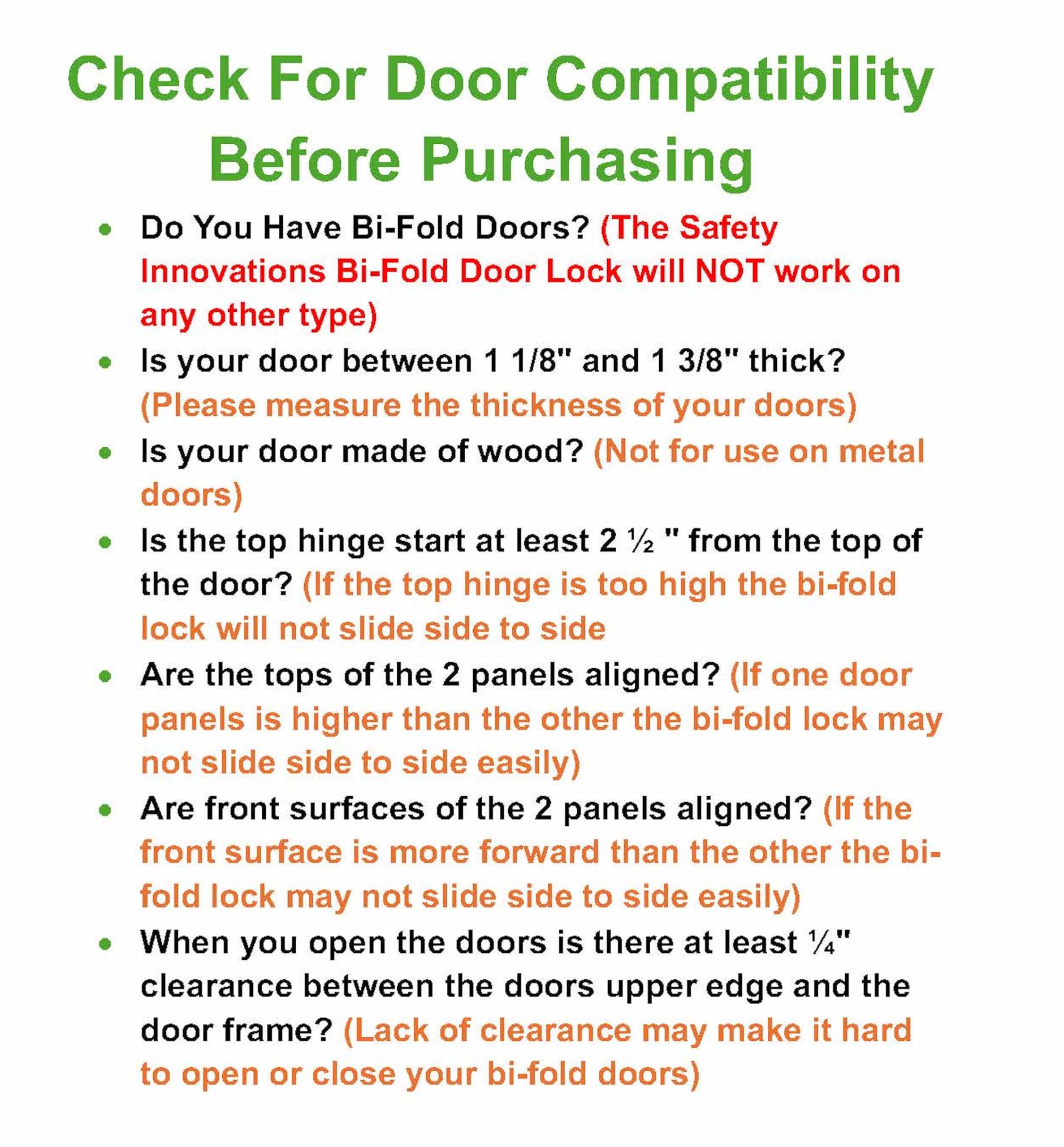 (4- Pack) - Safety Innovations Bi-fold Door Lock - Closet Protection Child and Pet Proof Bi-fold Door Lock - Tool-Free Installation - Unbreakable Clear Polycarbonate - for 1 3/8" Thick Wood Doors