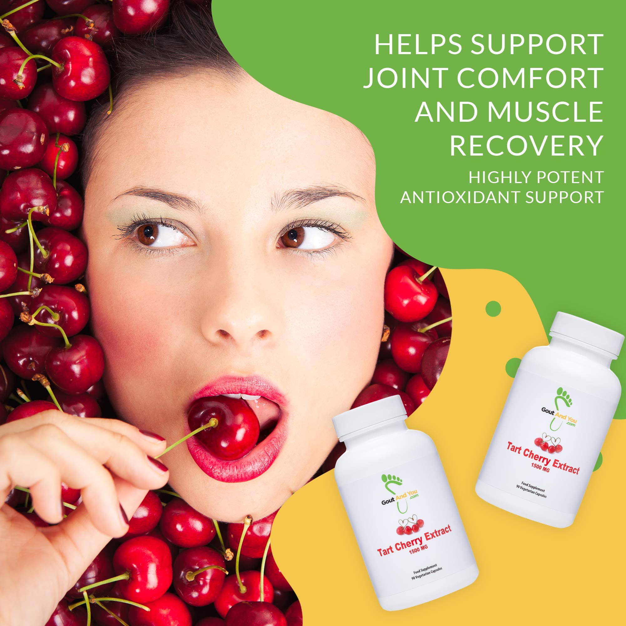 Gout and You Tart Cherry Extract | 3000 mg Per Serving | 90 Vegetarian Capsules | Gluten-Free