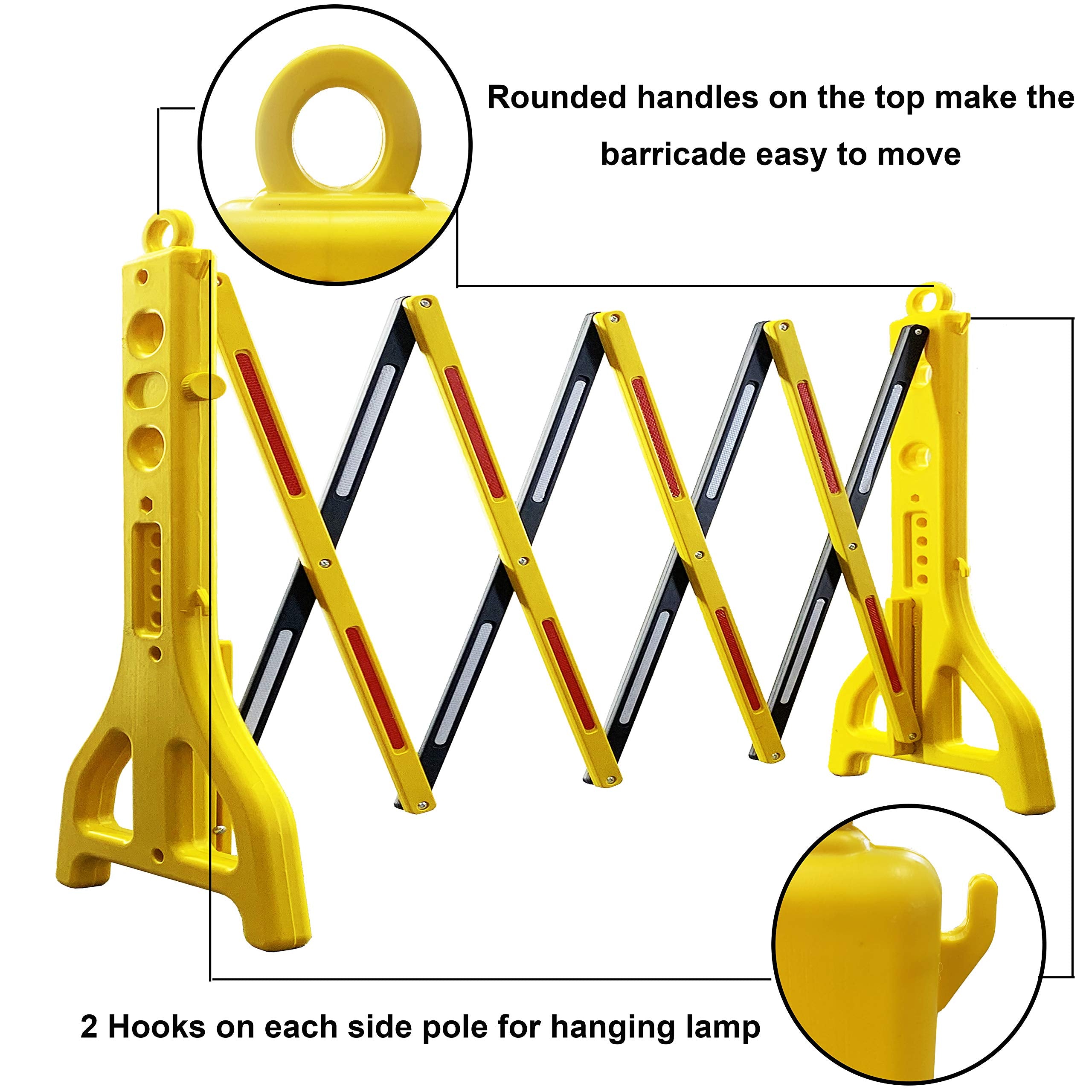 Reliancer Expandable Mobile Barricade Portable Water Filled Expanding Safety Barrier Gate Outdoor Plastic Retractable Traffic Fence Flexible Crowd Control Barriers Guard Extensible to 8.2FT