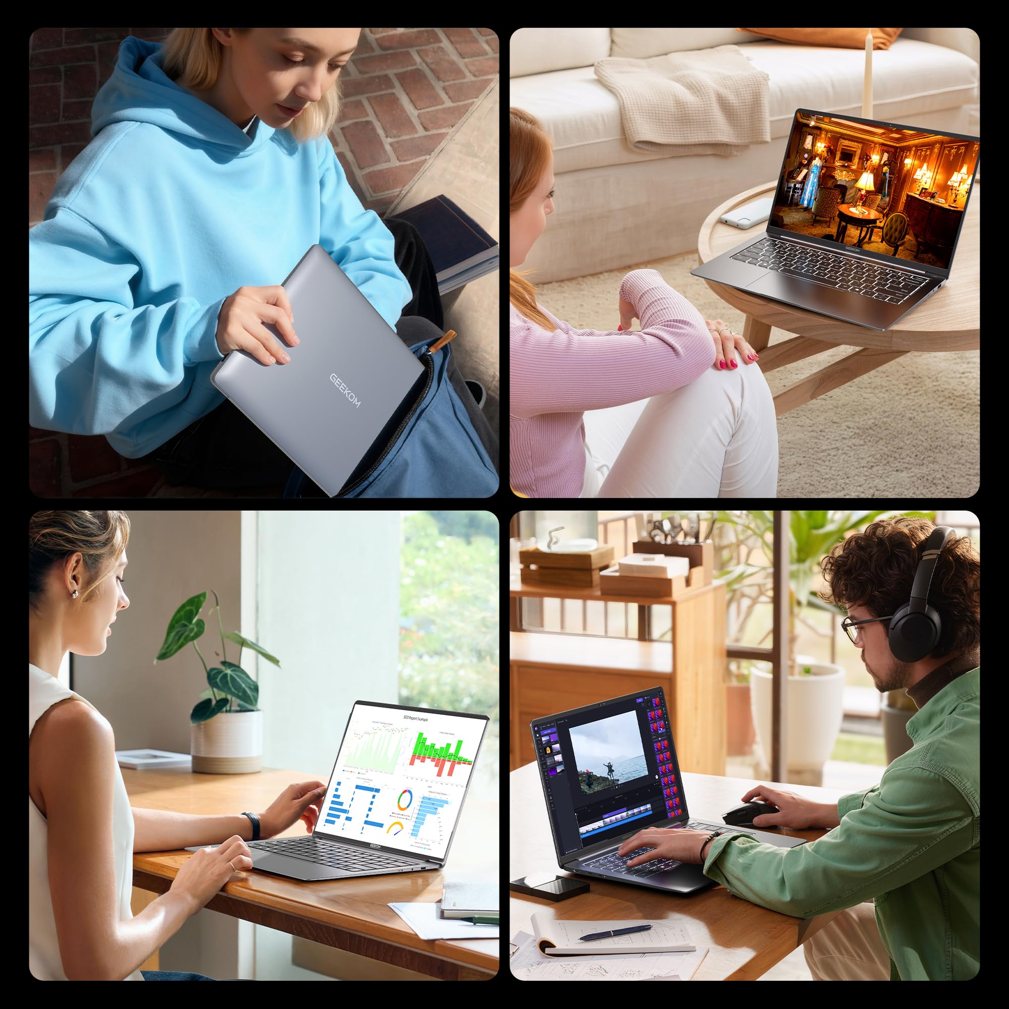 GEEKOM GeekBook X14 Pro Laptop, 2.2lbs Ultra Thin 14" 2.8K OLED Laptop Computer, Ultra 9 185H, 32GB LPDDR5x 7500MHz RAM 1TB SSD, Up to 16 Hour, 2X USB4, Fingerprint, Hub, Copilot, Windows 11 Pro