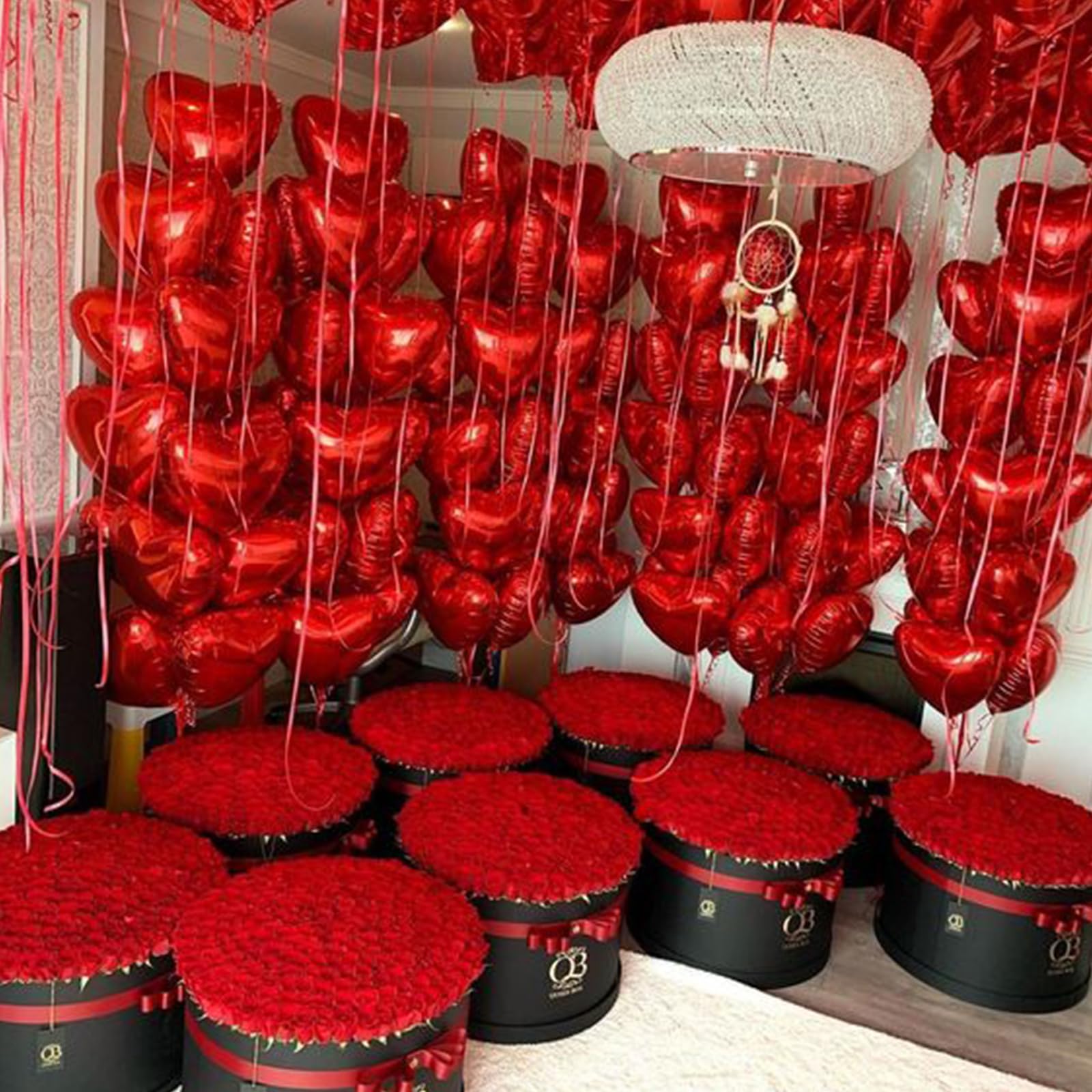 PartyWoo Valentines Balloons, Heart Balloons for Valentines Day Decorations, Valentine Decorations, Valentines Decor 50 Pcs-1287