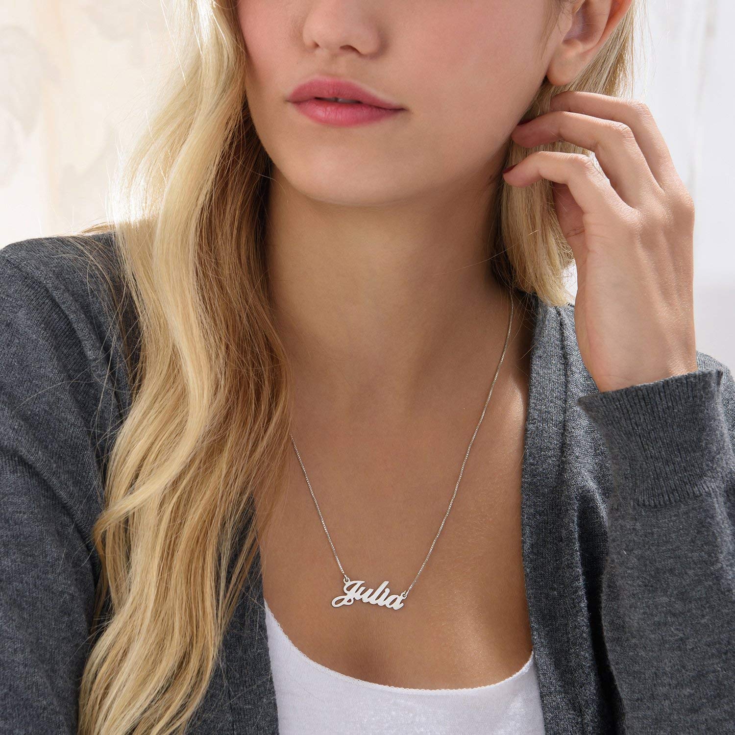 Lutilo 925 Sterling Sliver Custom Name Necklace Personalized Initial Necklaces Pendant Jewelry Gift for Her (Nicole)