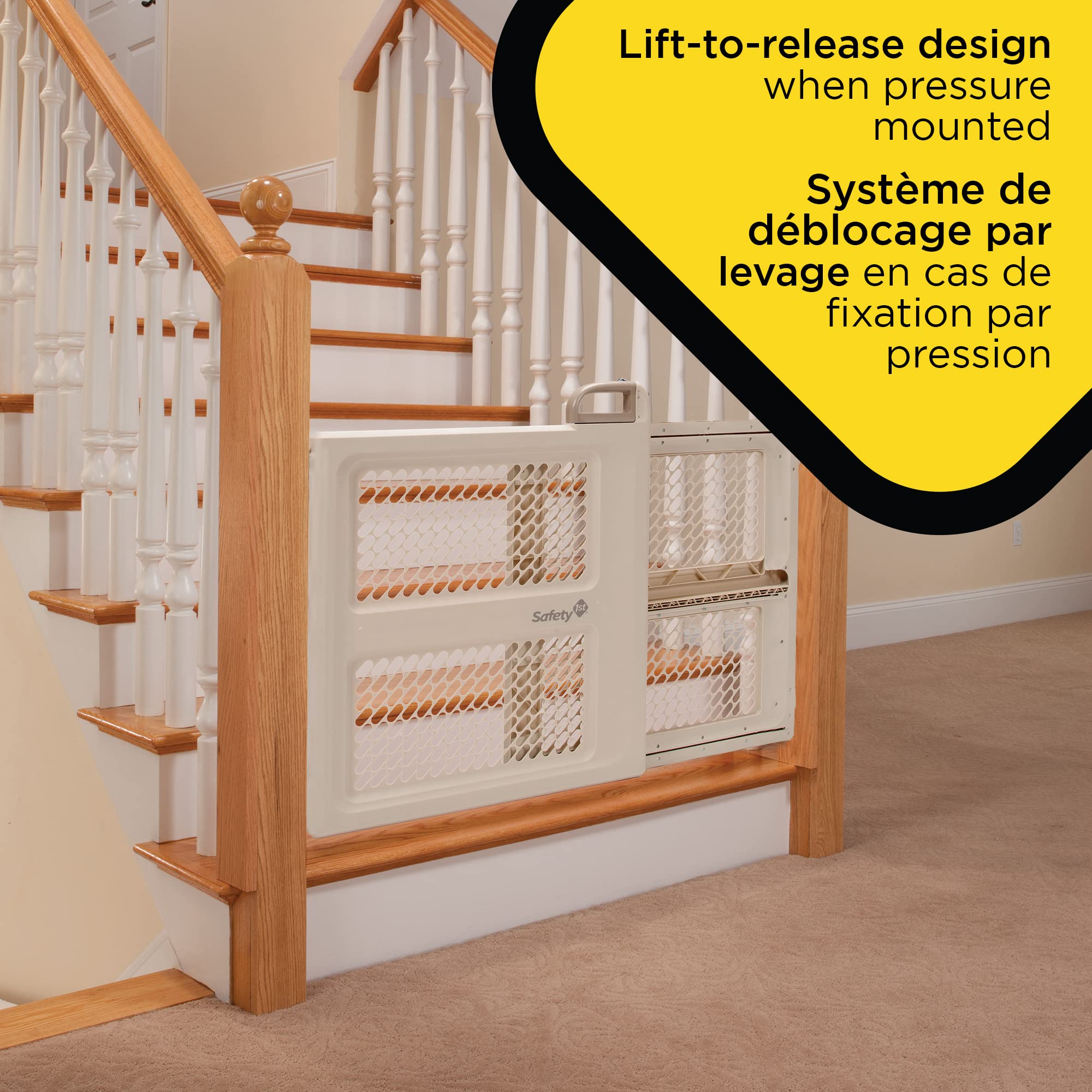 Safety 1st Baby Gates for Doorways, Pressure Mount Lift, Lock and Swing Gate, Dog Gates, Hardware Baby Gate for Stairs Fits 28"-42" Wide