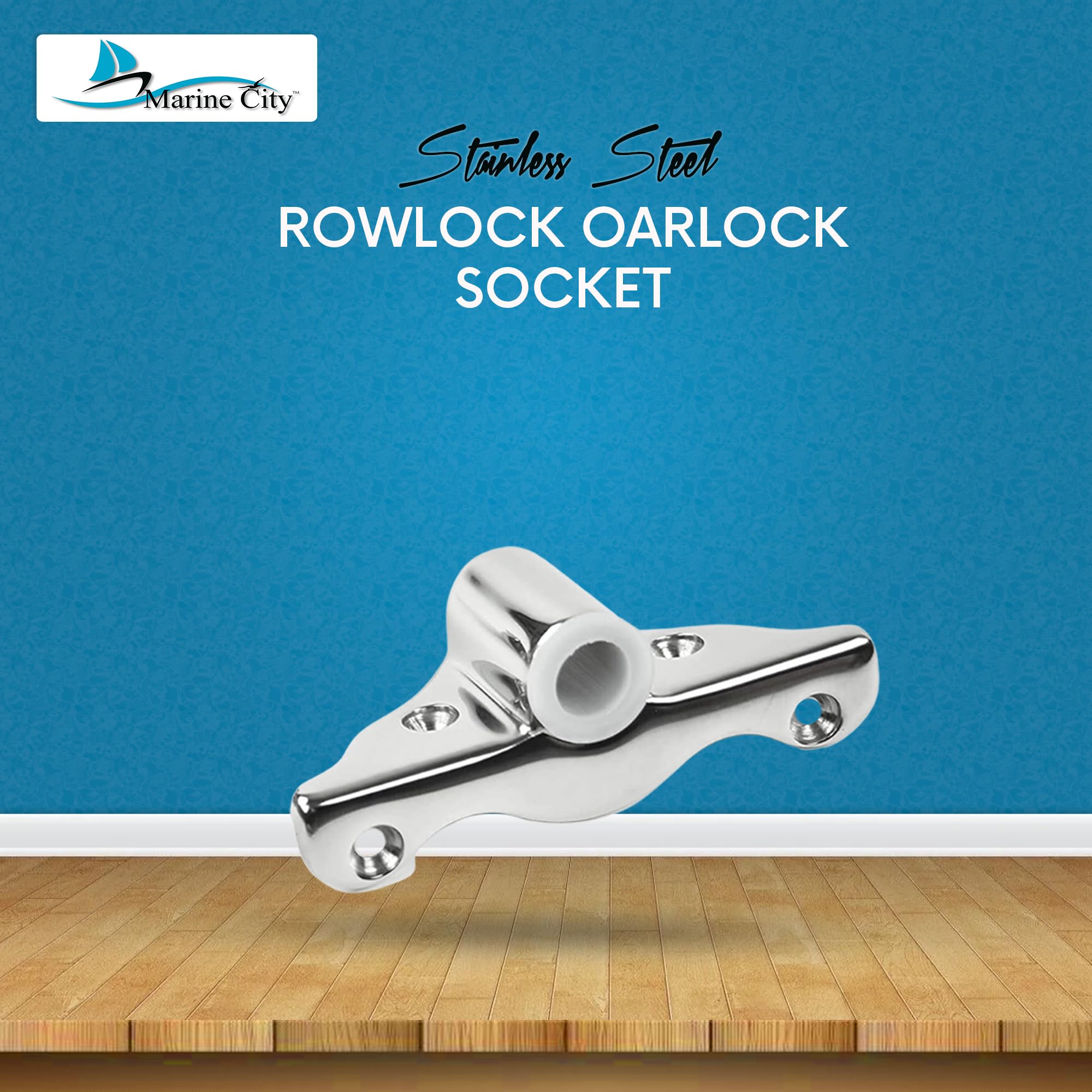 MARINE CITY 316 Grade Stainless Steel Polished Finish Shank Angle Side Mount Sturdy and Durable Rowlock Oarlock Socket (1/2 Inches) for Boats, Yachts – Marines – Ships – RVs (Pack of 2)