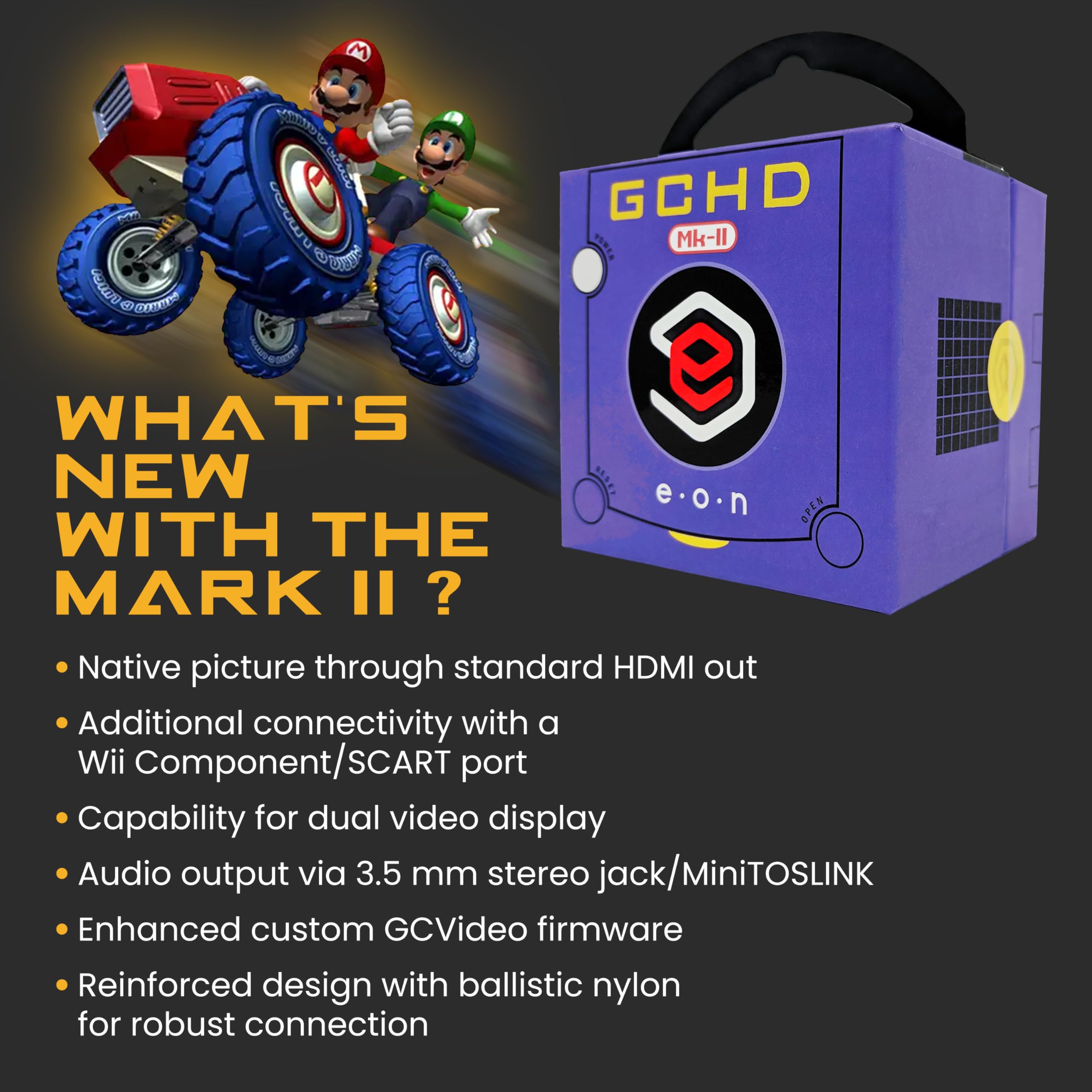 GCHD Mk-II | Gamecube HD Adapter for Nintendo Gamecube – HDMI Converter, Digital Audio, Plug & Play, Zero Lag, Video Enhancer (Indigo)