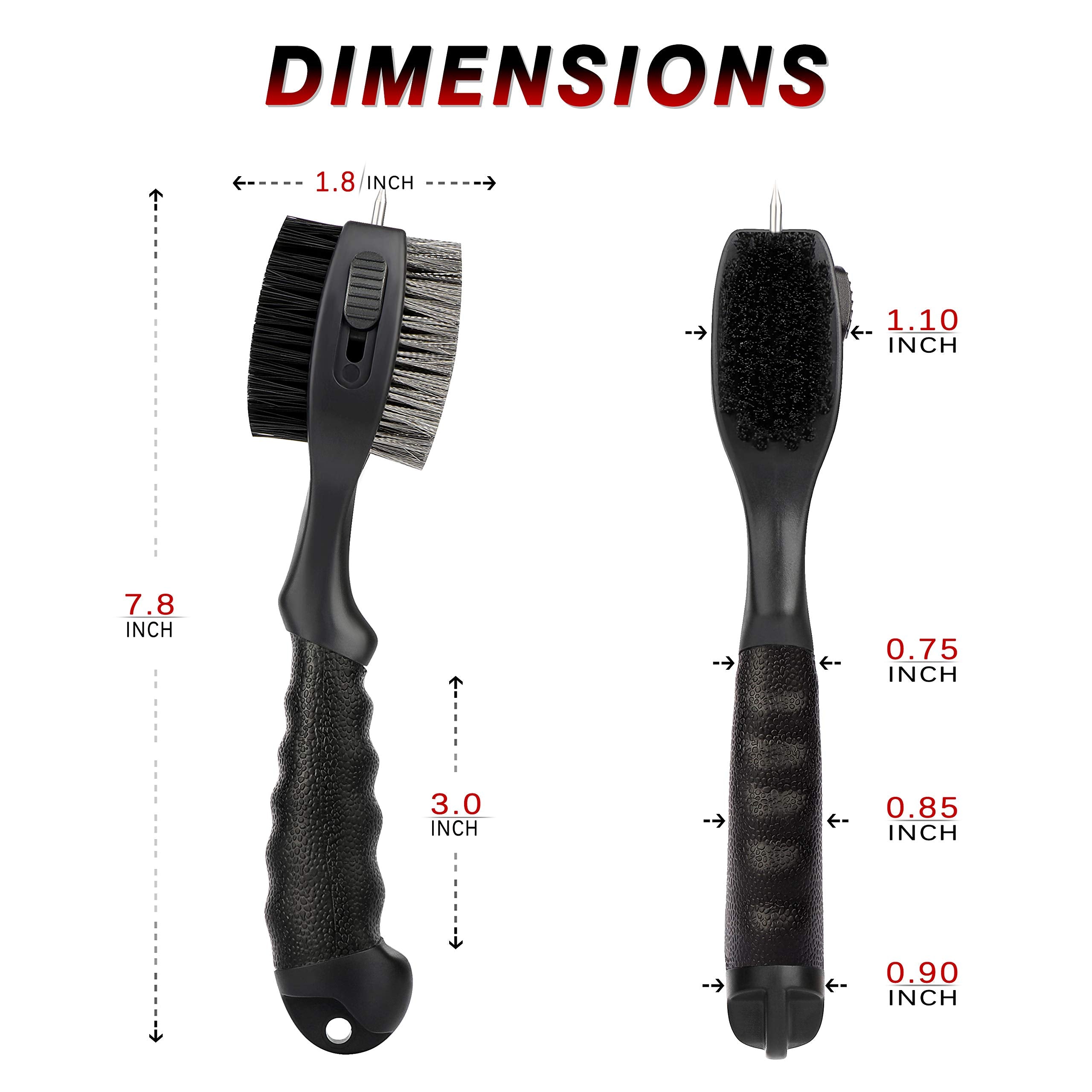 CHAMPKEY PRO Retractable Golf Club Brush | Oversized Brush Head with Soft Rubber Hand Grip & Retractable Groove Cleaner Golf Brush