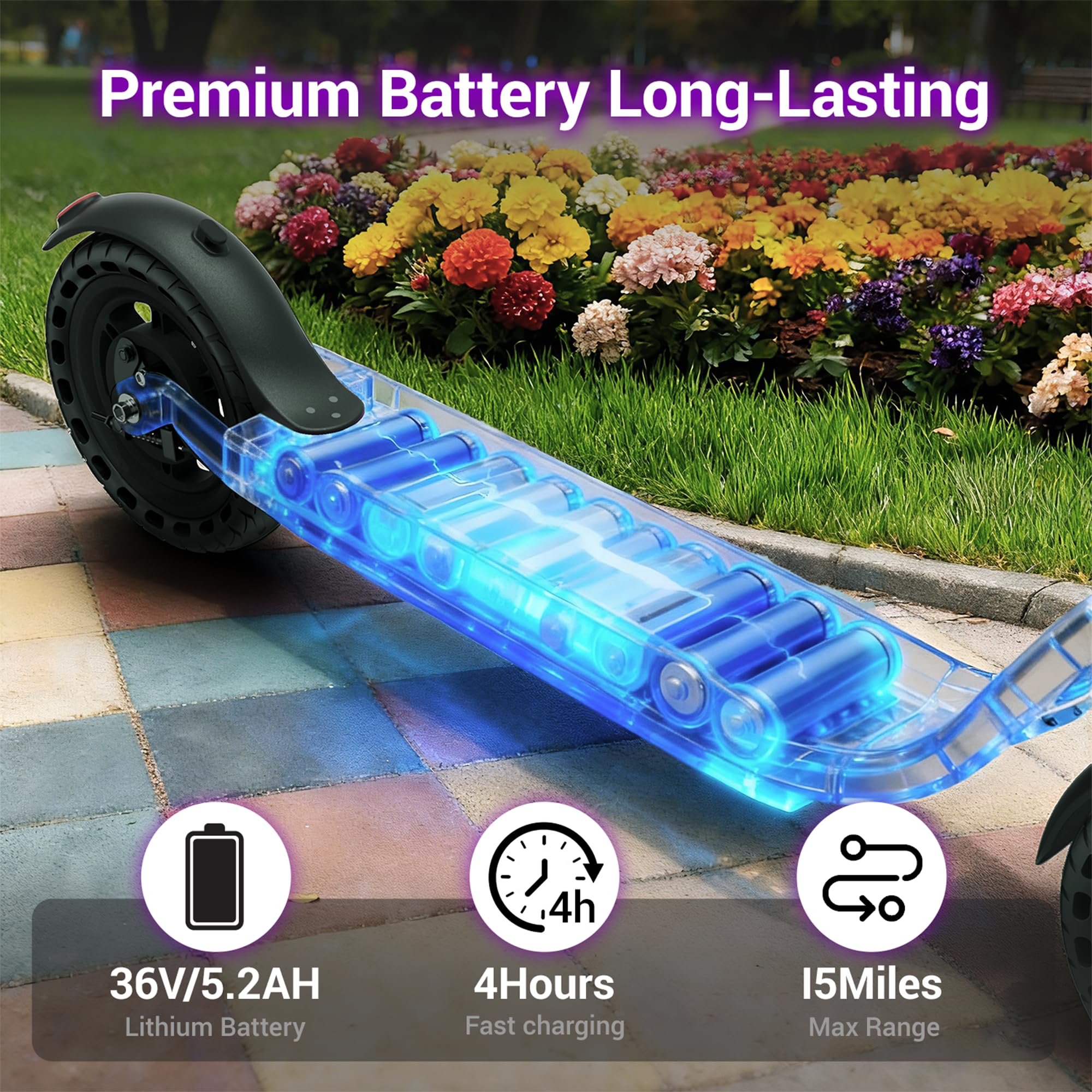 Aovowheel Electric Scooter for Adults, Folding E Scooter with 350W/500W Motor 16/24 Mph Top Speed, Max 19-23 Miles Long Range, 8.5''/10''/14''Tires Commuting Scooters with Dual Brakes System, APP