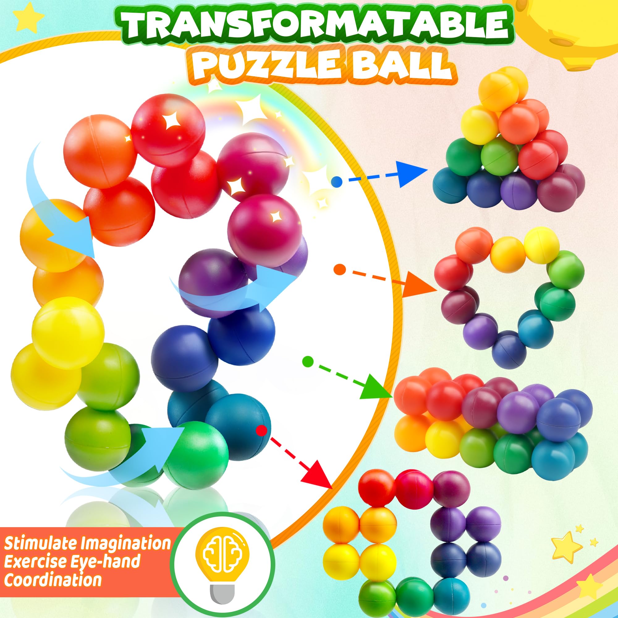 Sensory Autism Balls Toy for Toddler Kids, Easter Basket Stuffers gift chool Fidget Classroom Autistic Calm Down Treasure Box Airplane Travel For Age 3-5 5-7 3-4 4-8 Dementia Activities Valentines Day