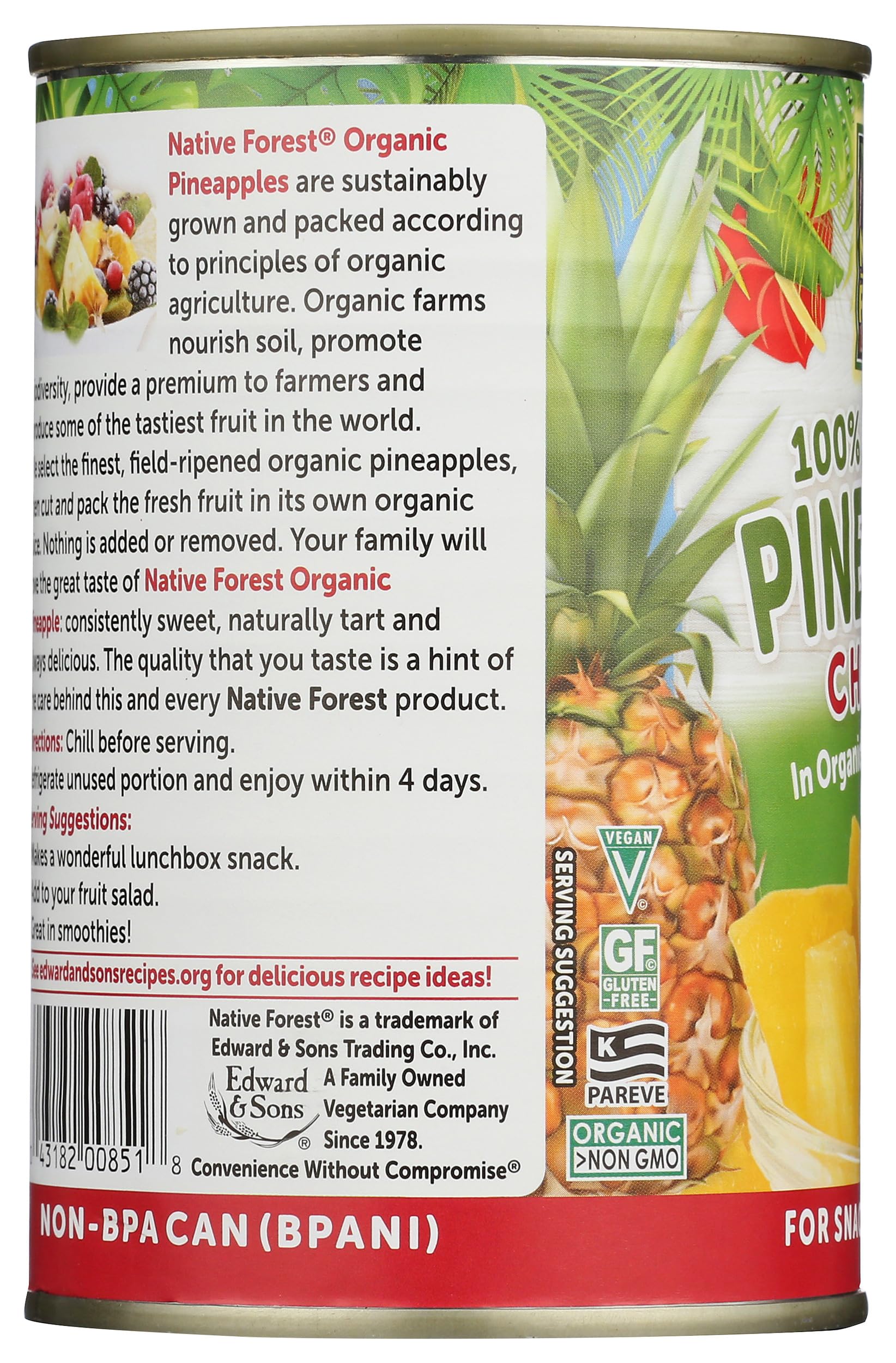 Native Forest Pineapple Chunks, Organic, 14 Oz