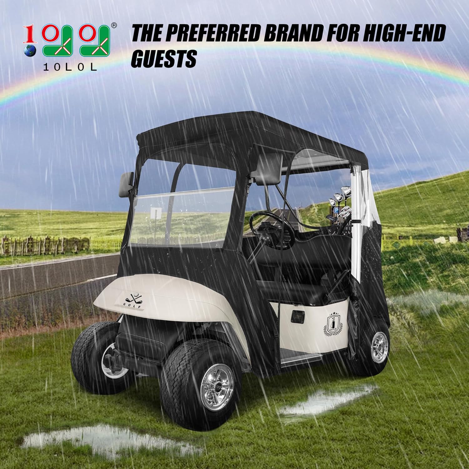 10L0L Golf Cart Enclosure Compatible with EZGO TXT RXV, Golf Cart Cover Waterproof Windproof Portable Transparent Storage Driving 4 Sided Enclosure