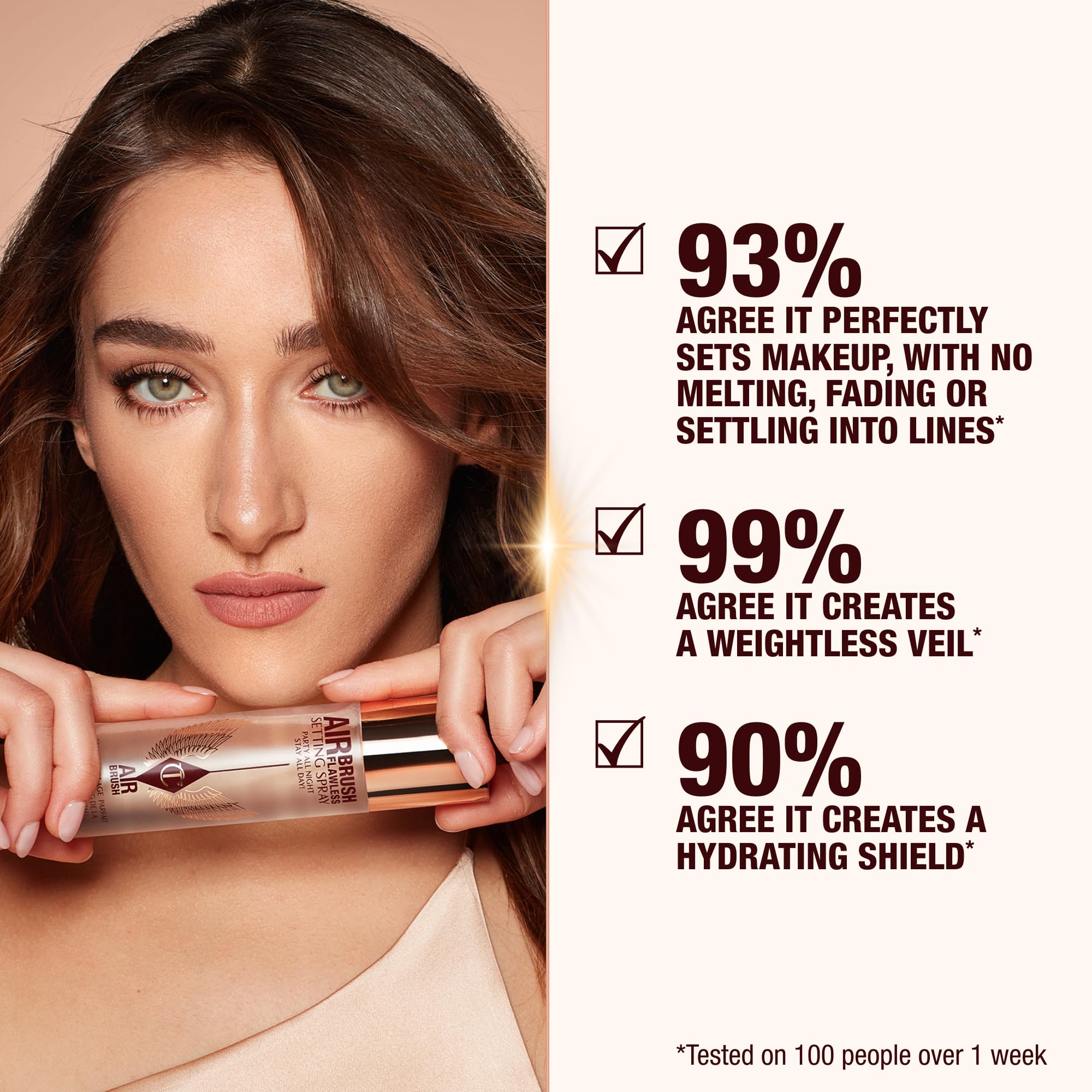 Charlotte Tilbury Airbrush Flawless Setting Spray - Ultra-Fine Hydrating Mist to Prime & Set Face Makeup For Up to 16Hr - Soothes, Blurs Pores & Calms Skin (100ml)