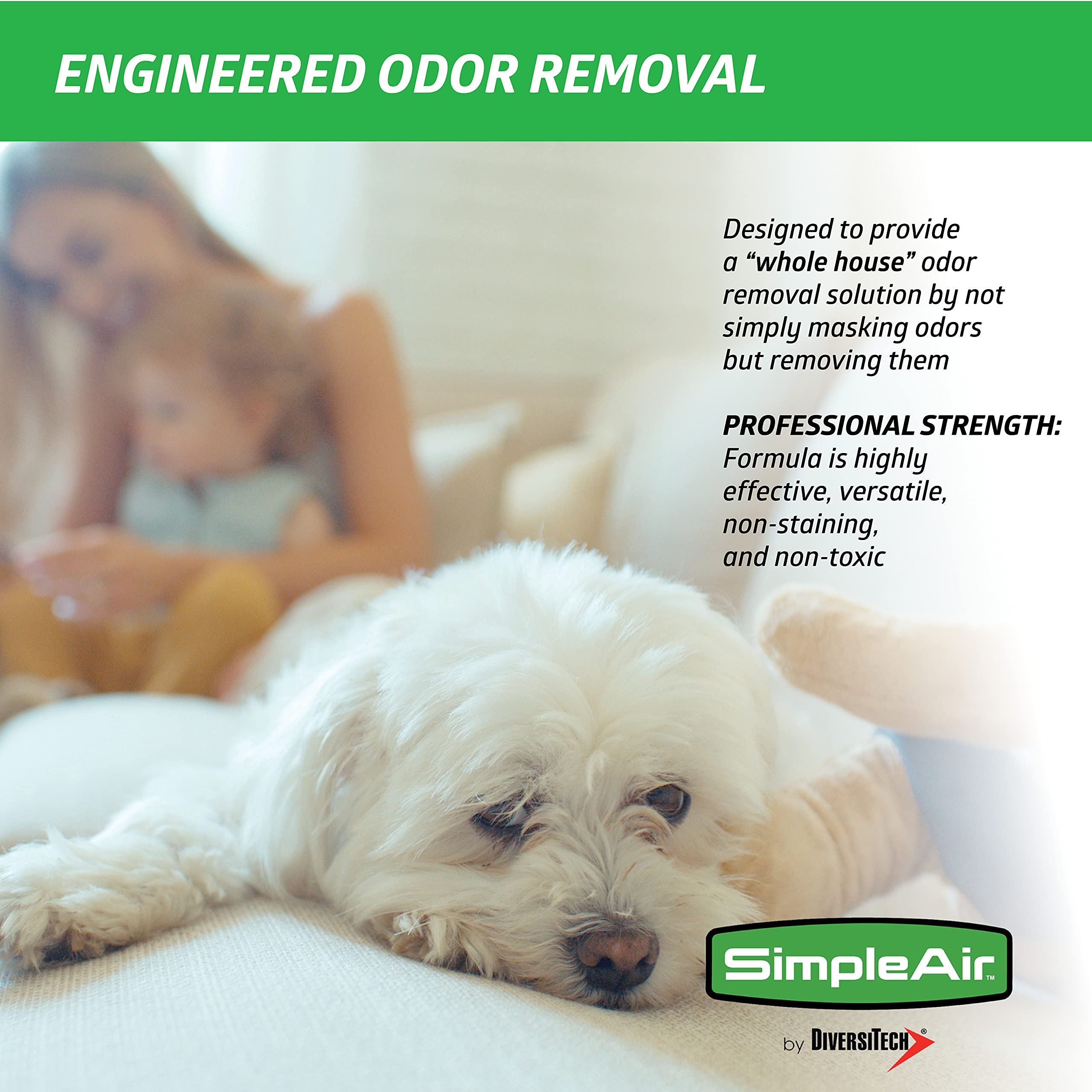 SimpleAir SC-3200 Duct Fresh Spray Air Freshener, Deodorizer, Professional HVAC Odor Remover for House, Automotive, 32 fl oz, Clear