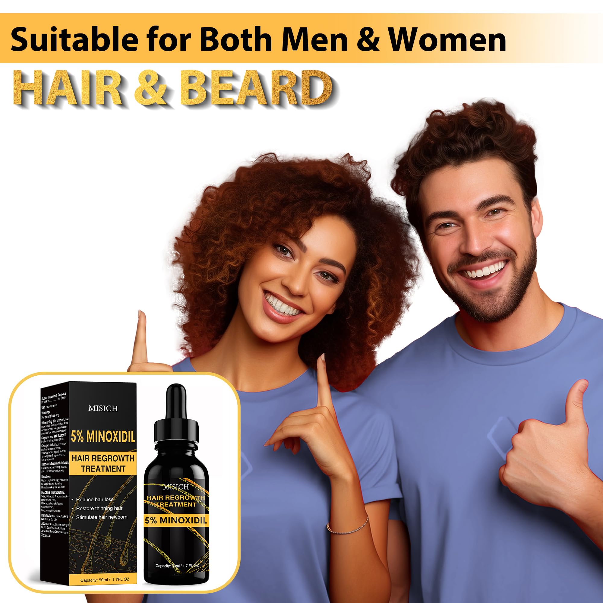 5% Minoxidil for Men and Women, Biotin Hair Growth Serum Oil, Natural Hair Loss Regrowth Treatment for Thicker, Fuller Hair 50ml