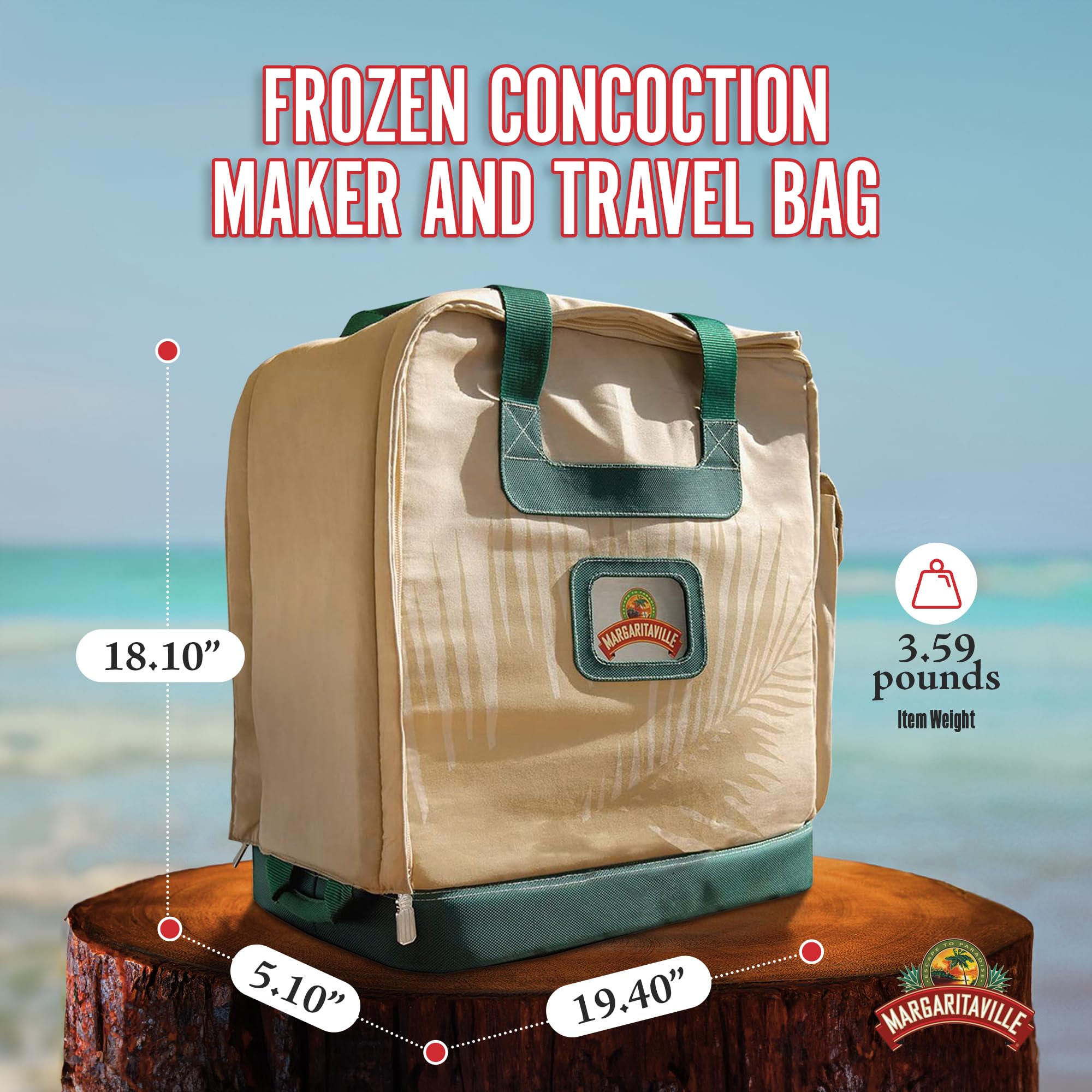 Margaritaville AD1200 Universally Durable Double Stitched Waterproof Canvas Travel Bag for Large Mixers and Concoction Makers