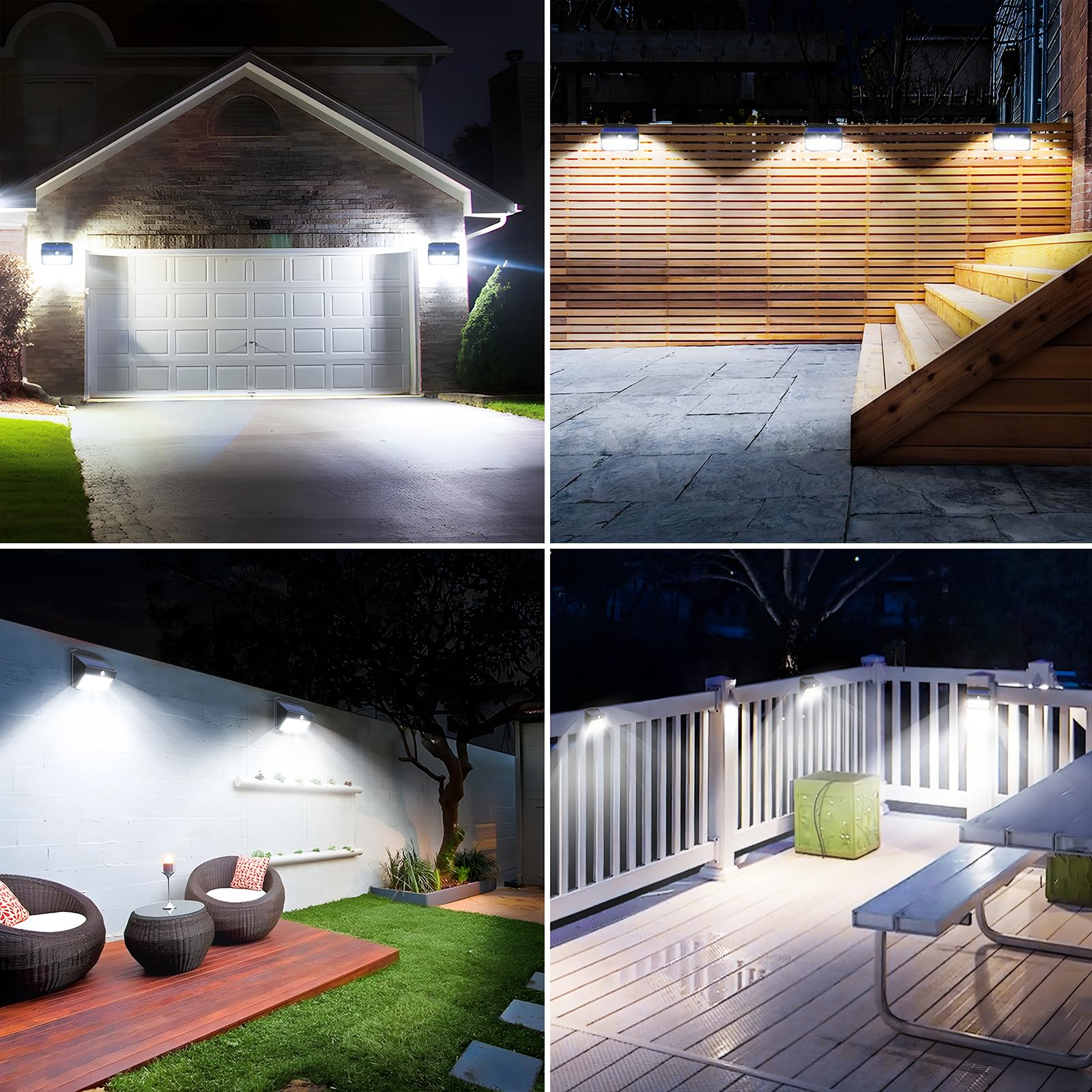 SEZAC Solar Lights Outdoor 150 LED, 6 Pack Solar Motion Sensor Outdoor Lights with 3 Lighting Modes, IP65 Waterproof Solar Fence Lights, Solar Security Lights, Solar Powered Outdoor Lights for House
