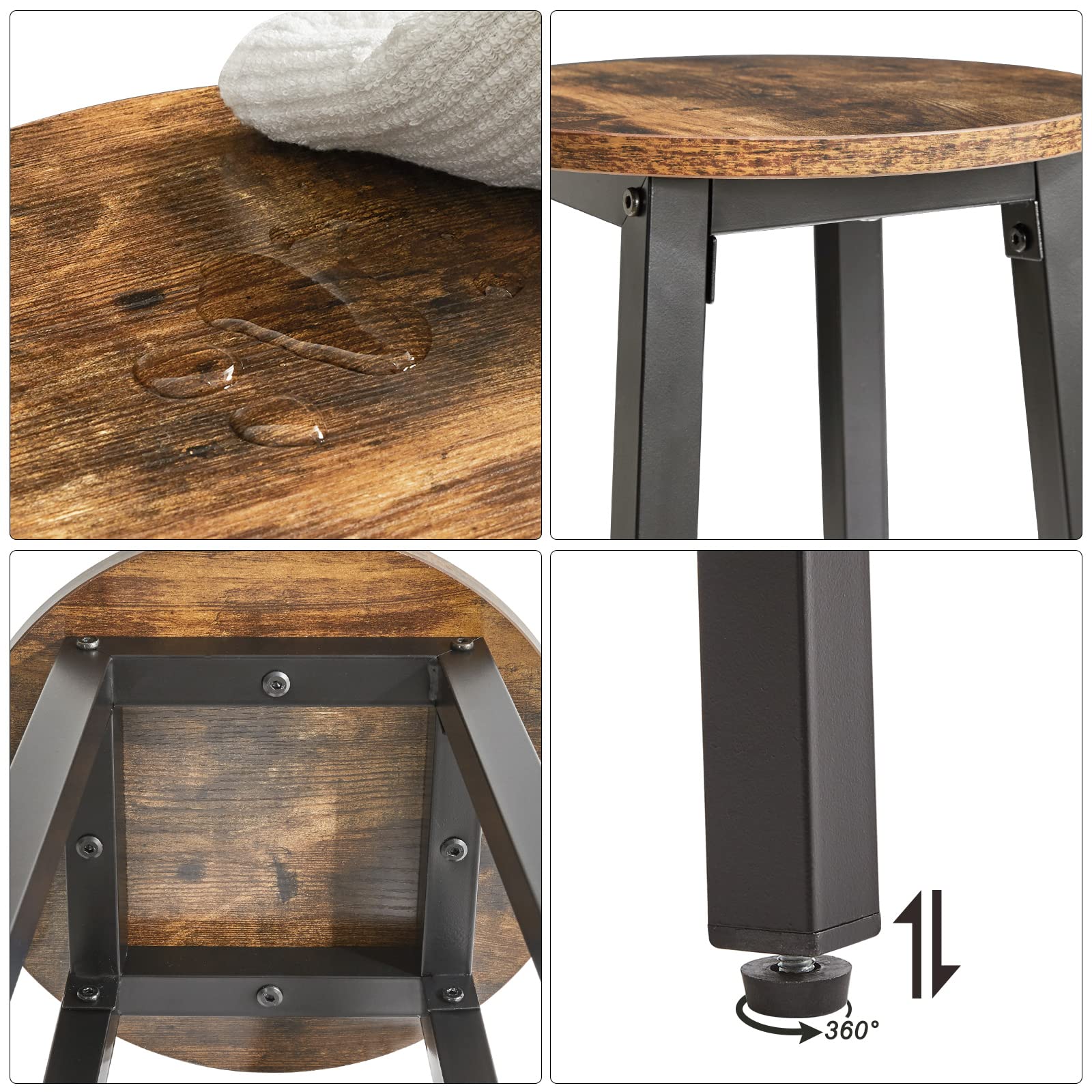 IBUYKE Set of 2 Bar Stools, 27.56-Inch High Seat, Backless Dining Counter Stools, Industrial Kitchen Breakfast Stools, for Dining Room Kitchen Counter Bar TMJ510H