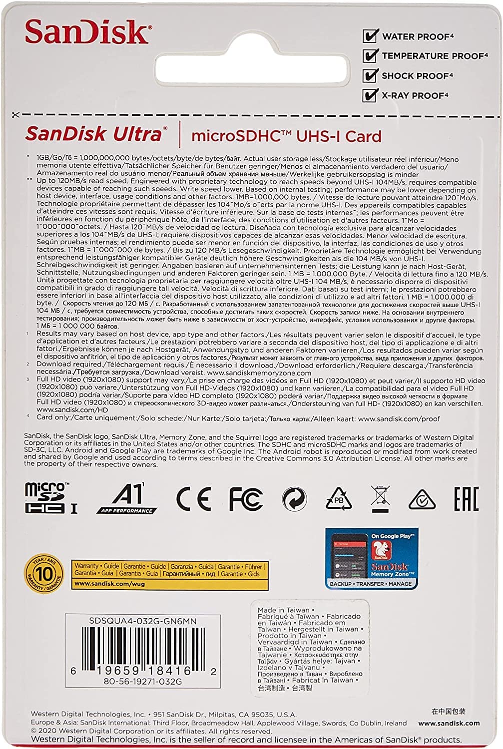 SanDisk 32GB Ultra® microSDHC 120MB/s A1 Class 10 UHS-I