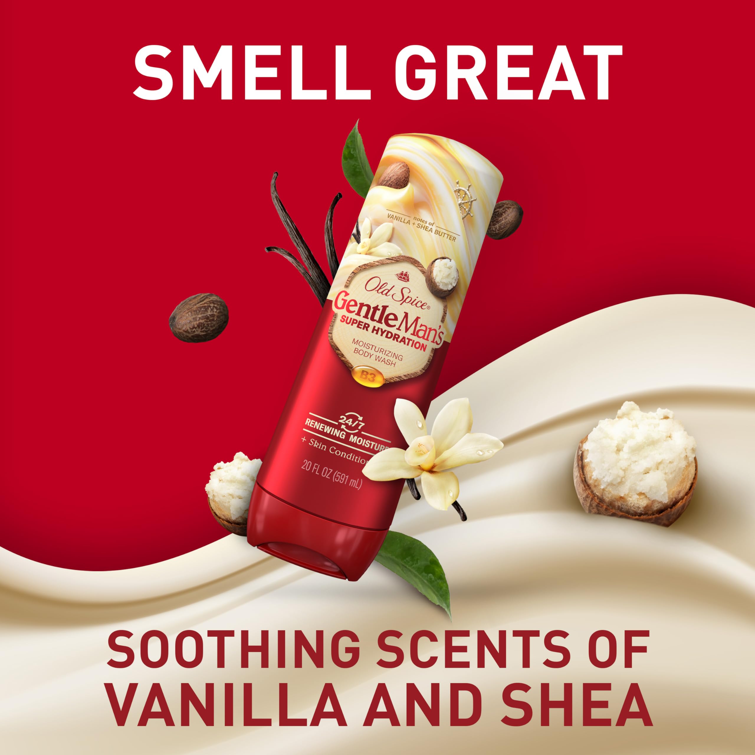 Old Spice Body Wash GentleMan’s Super Hydration for Men, 24/7 Renewing Moisture, Gentle on Skin, Vanilla + Shea Scent, 20 fl oz