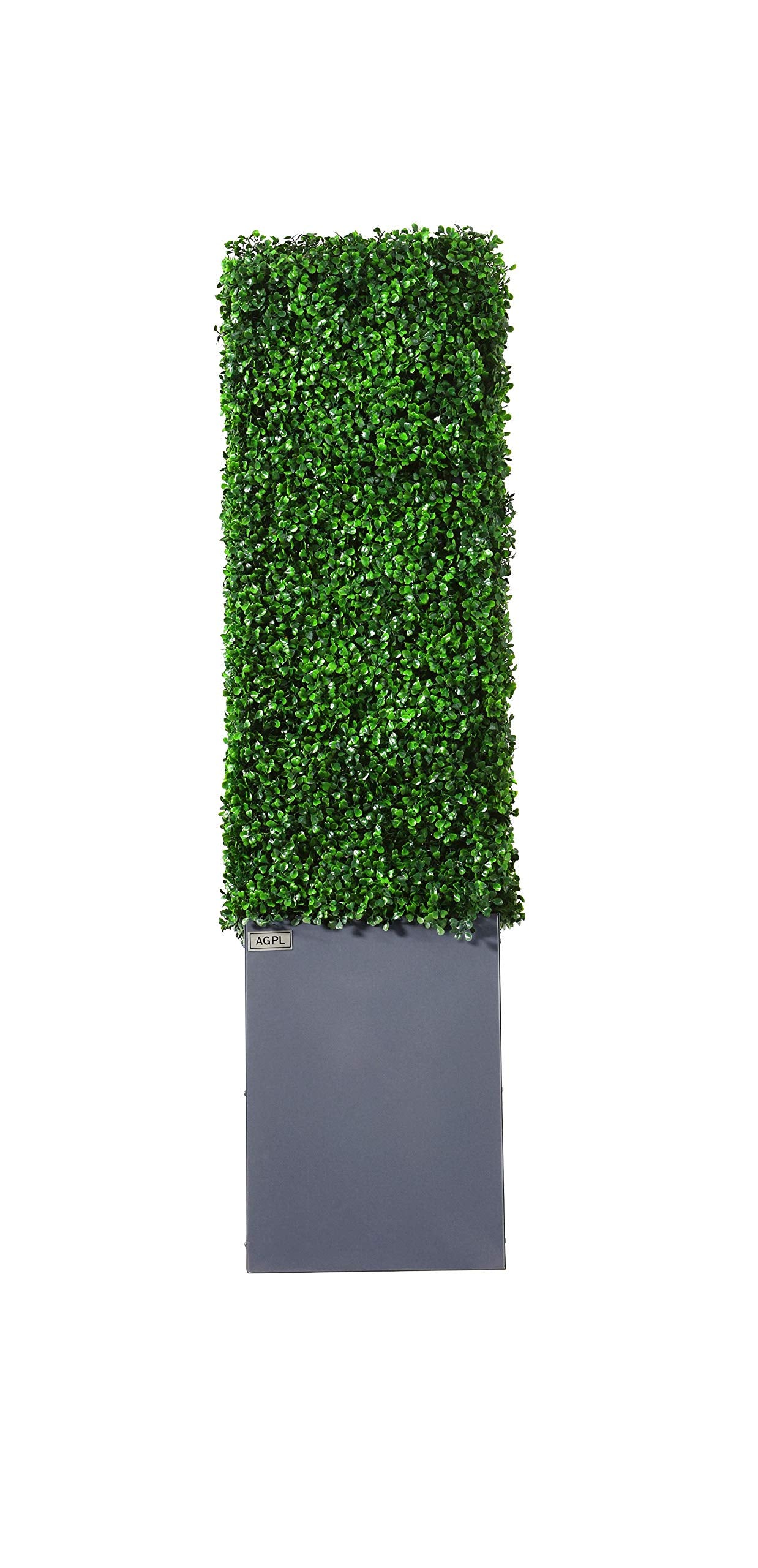 AGPL Upgraded Artificial Boxwood Hedge Wall with Gray Color Planter Room Divider and Privacy Wall Backdrops (48" H 48" W 12" D)