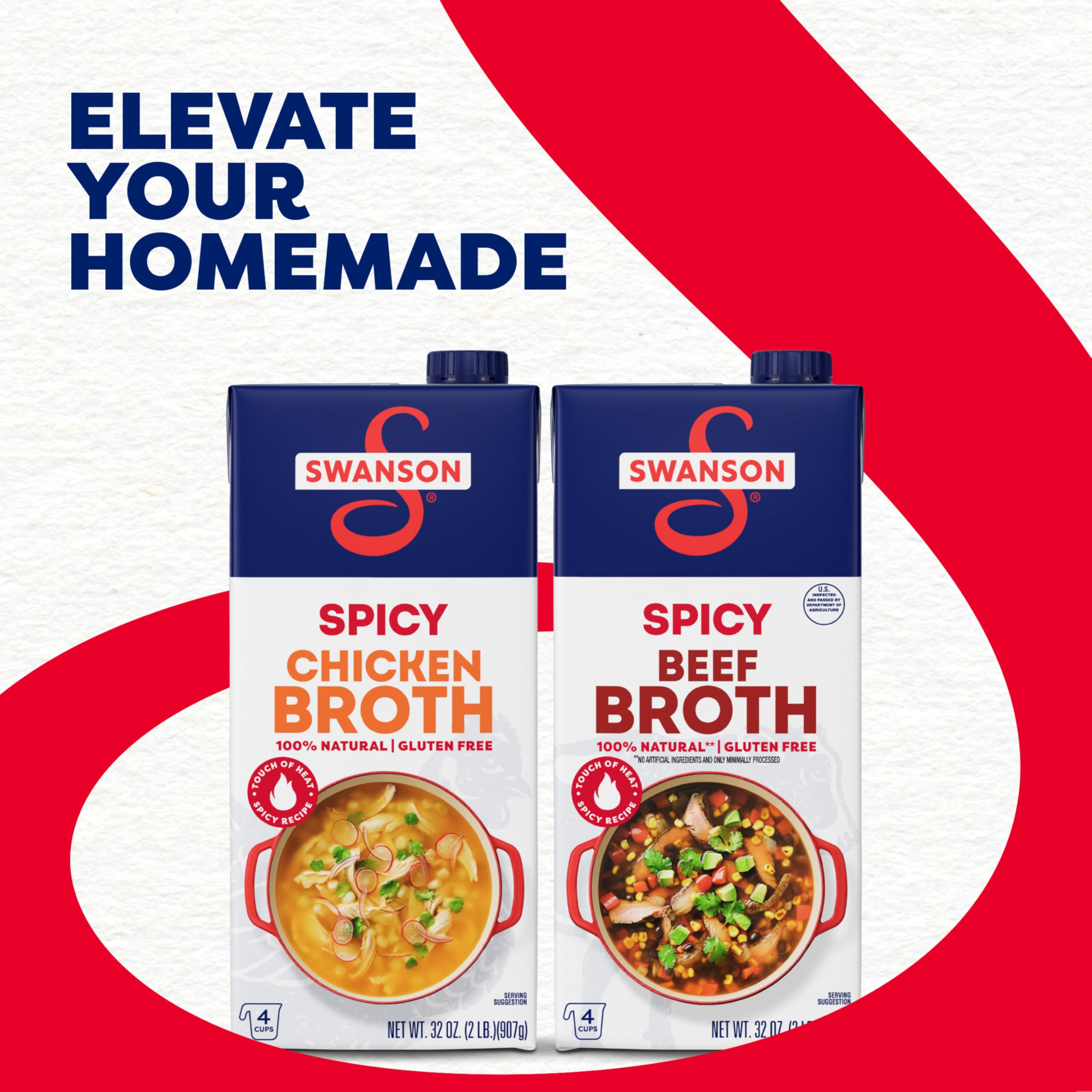 Swanson 100% Natural Spicy Chicken Broth, 32 oz Carton