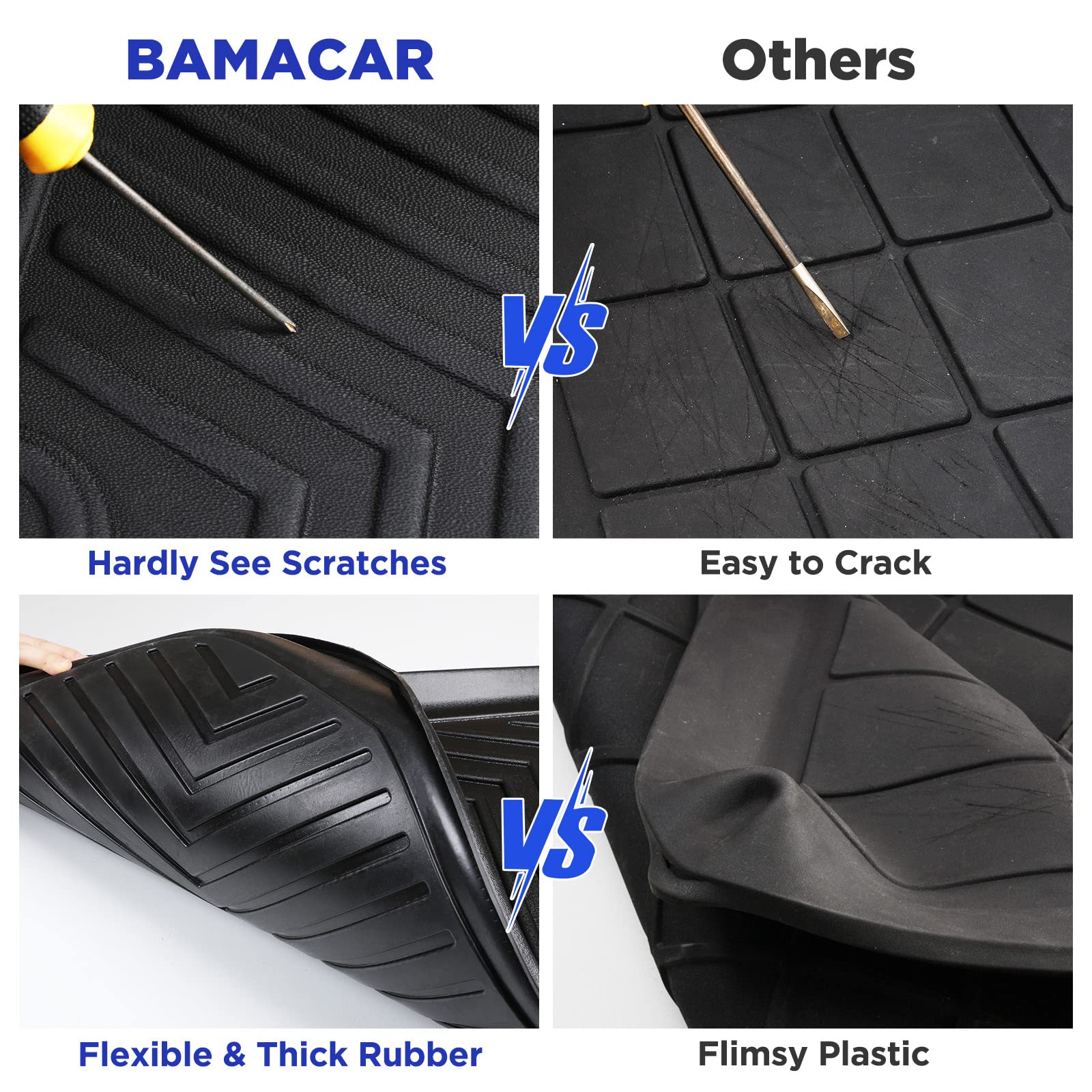 BAMACAR for Hyundai Palisade Floor Mats 2024 2023 2022 2021 2020(Bench Seat) All Weather Full Set for Hyundai Palisade Floor Mats 2024 2023 2022 2021 2020 Hyundai Palisade Accessories 2024 2023