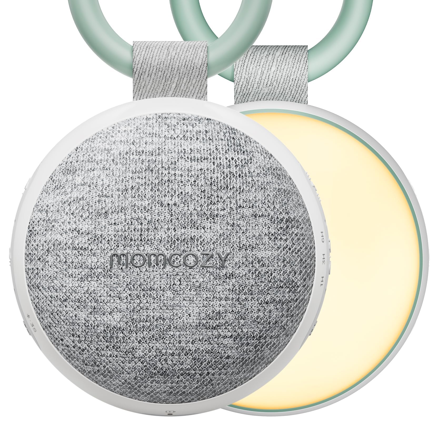 Momcozy Portable Sound Machine with Night Light, White Noise Sound Machine for Baby, 20 Soothing Sounds, Sound Therapy, Long-Lasting Power, Timer, Clips on Stroller, Baby Shower Gifts