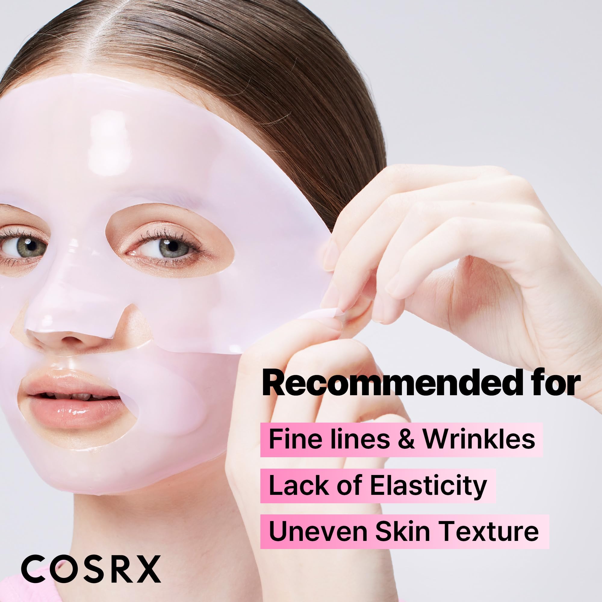 COSRX Pink Peptides Collagen Lifting Glow Hydrogel Face Masks Skincare 3 EA, Collagen Face Mask, Travel Essentials, Overnight Face Mask, Korean SkinCare