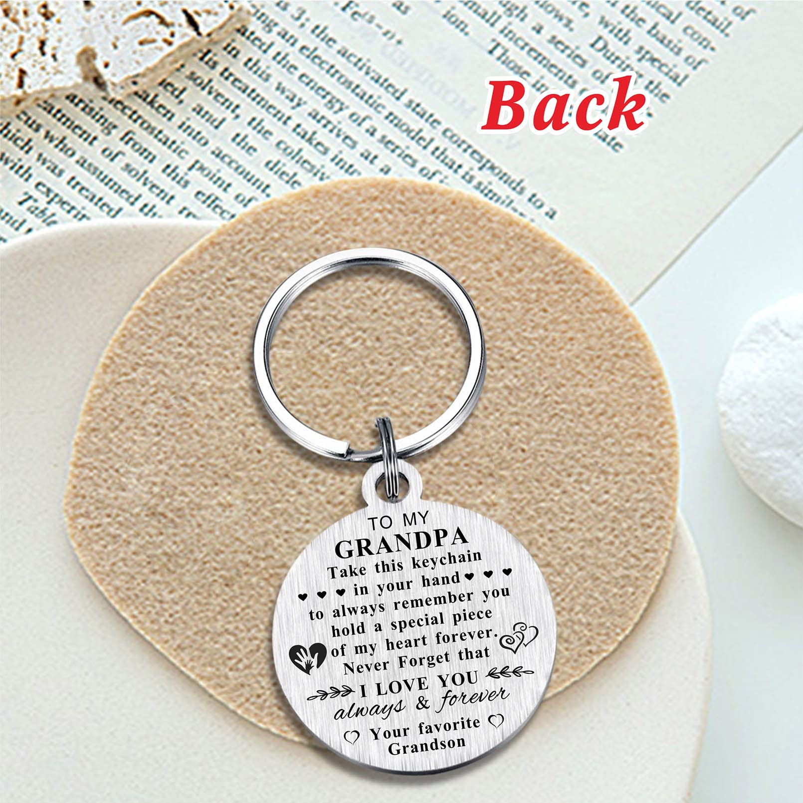 BAZLJY Fathers Day Grandpa Gifts from Grandson - Father's Day Gifts for Grandpa Keychain - Grandpa Birthday Christmas Gifts Persent Key RingFathe