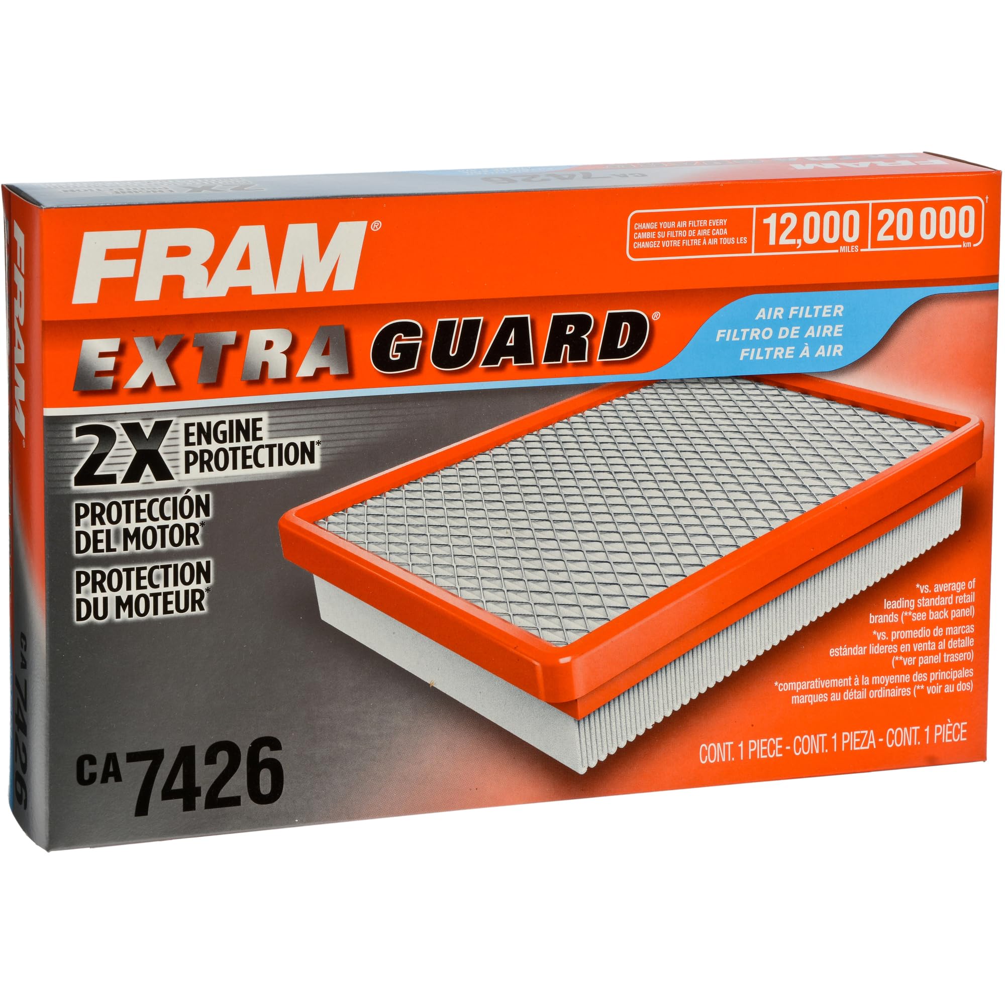 FRAM Extra Guard Engine Air Filter Replacement, Easy Install w/Advanced Engine Protection and Optimal Performance, CA7426 for Select Ford and Mazda Vehicles