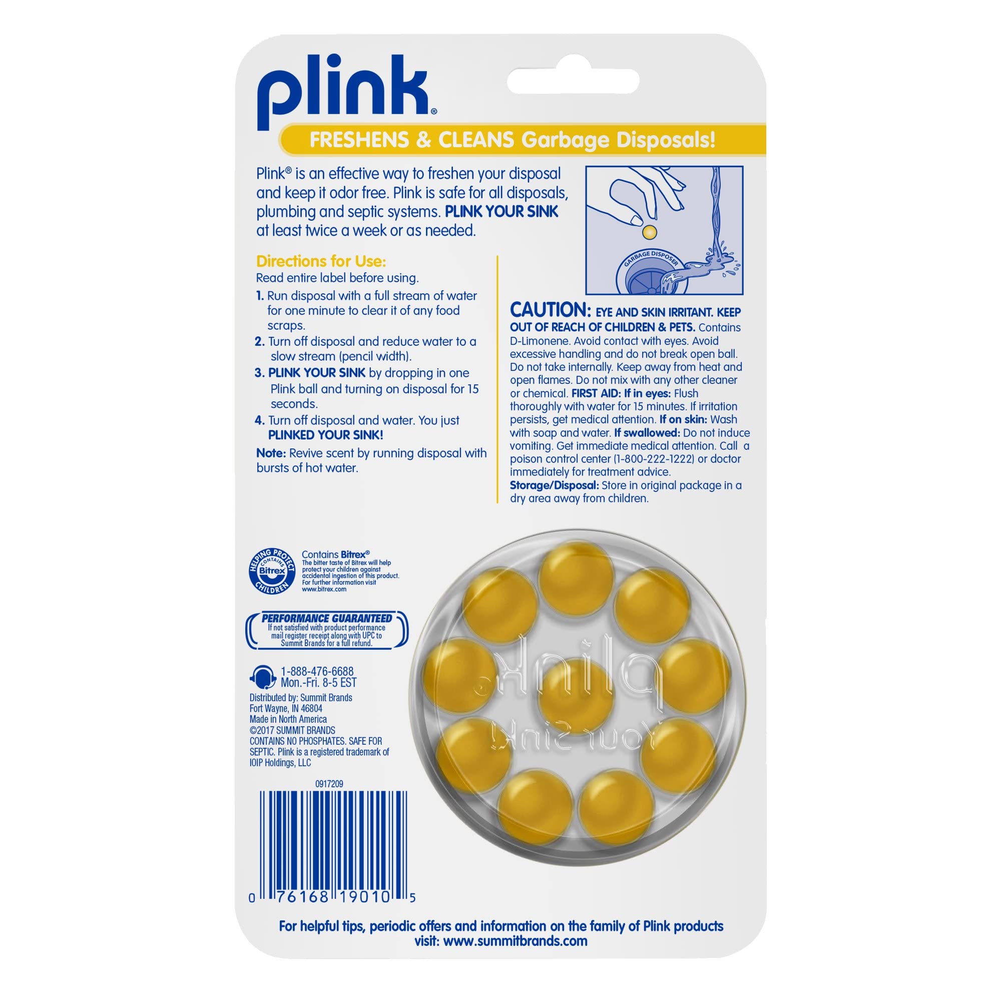 Plink 90 Garbage Disposer Cleaner and Deodorizer, Lemon, 20 Count
