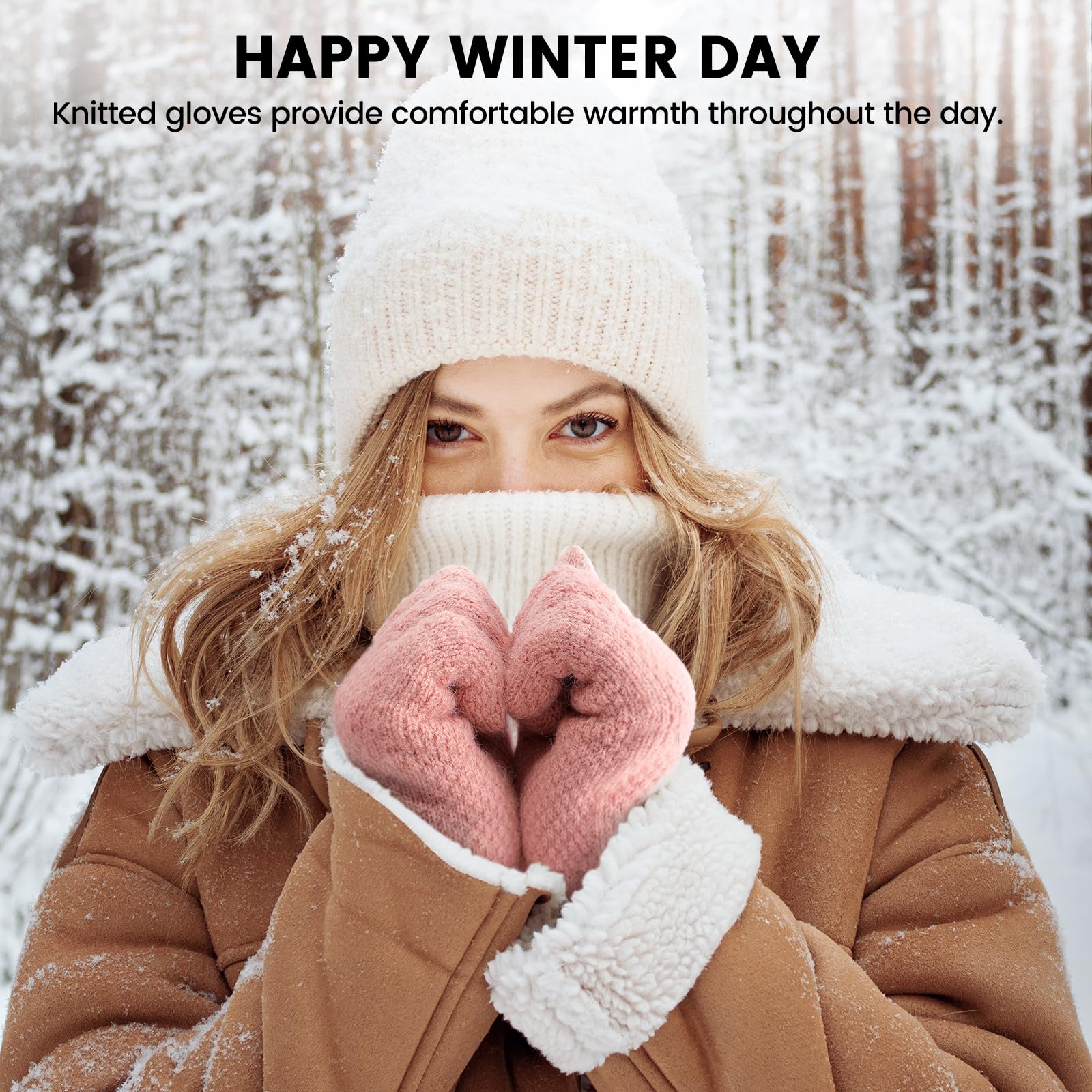 Loiyadn Winter Gloves - 4 Pairs Women's Winter Gloves, Winter Touchscreen Gloves Women Men, Warm Knit Gloves for Cold Weather